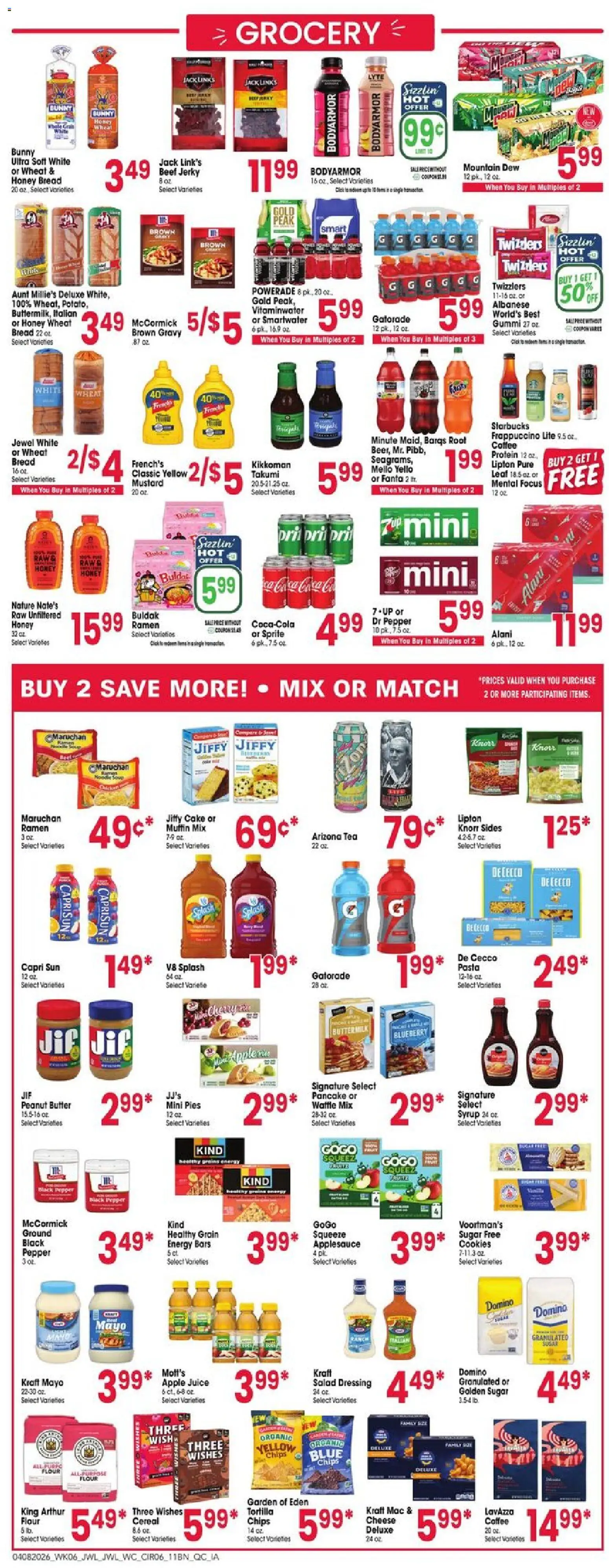 Jewel Osco Weekly Ad - valid from 08.04.2026 | Page: 6 | Products: Cheese, Bread, Tea, Salad