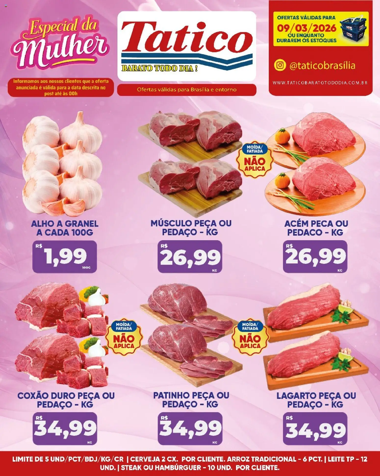 Tatico Folheto - válido de 09.03.2026 | Página: 10 | Produtos: Alho, Acém, Cerveja, Hambúrguer