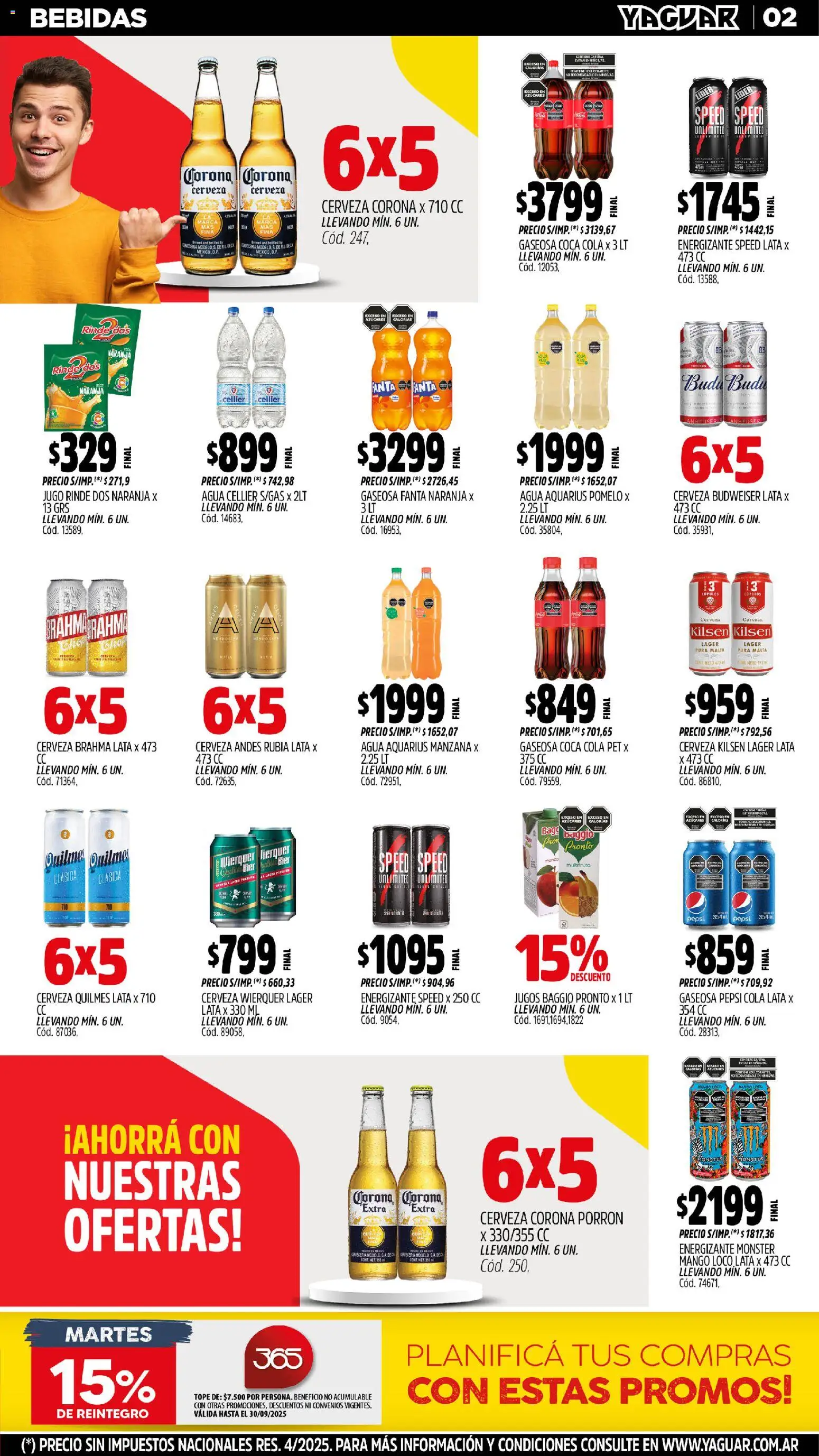 Yaguar - Jujuy │ válido desde el 27.10.2025 | Página: 2 | Productos: Agua, Mango, Jugo, Cerveza