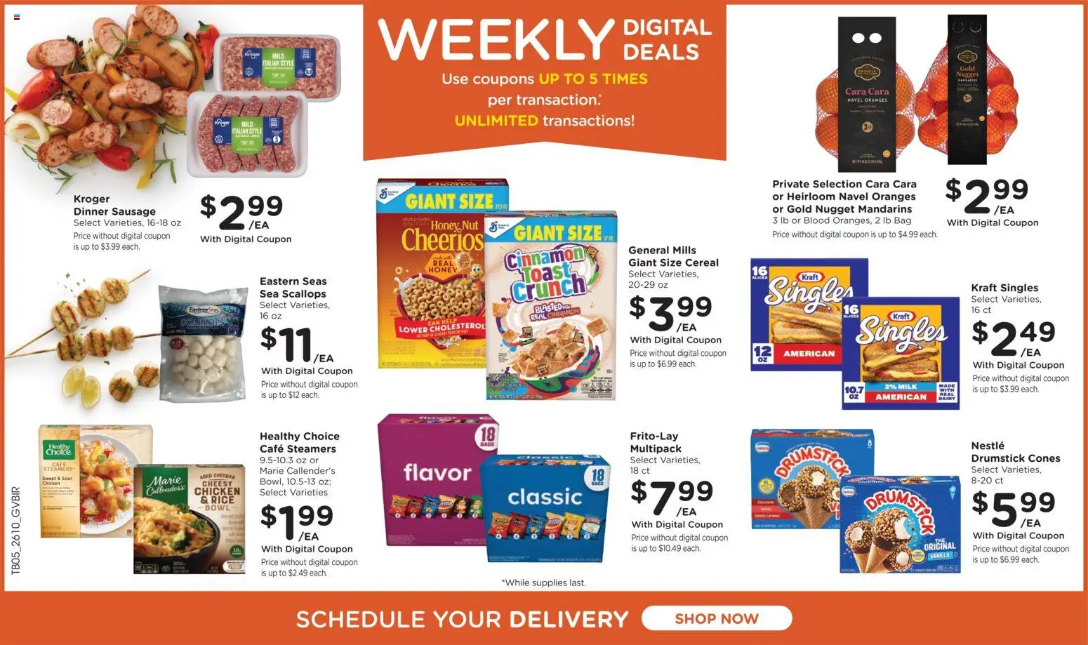 Kroger Ad - valid from 08.04.2026 | Page: 2 | Products: Mandarins, Milk, Sausage, Bag
