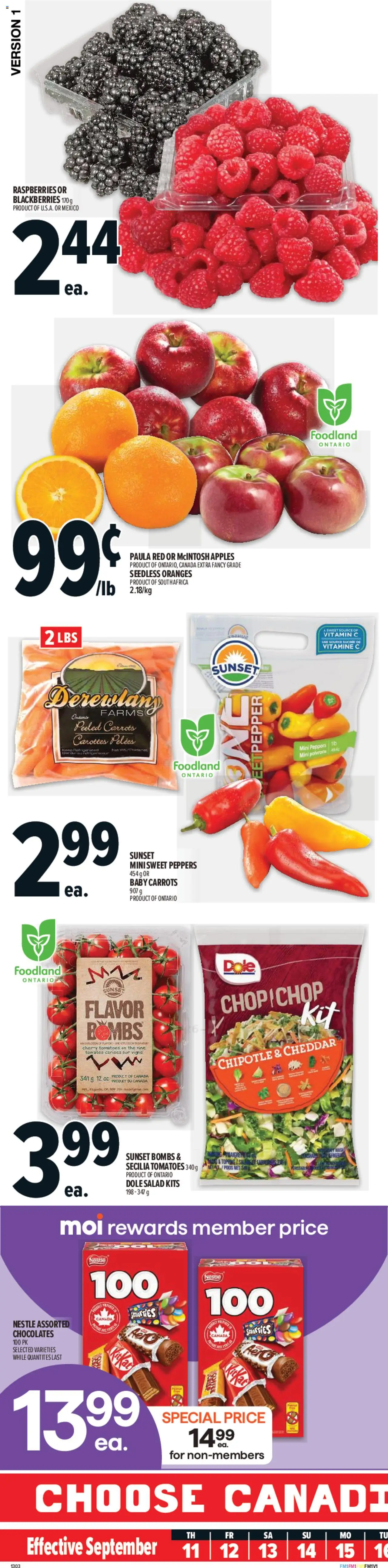 Metro flyer valid from 11.09.2025 | Page: 1 | Products: Salad, Apples, Oranges, Tomatoes