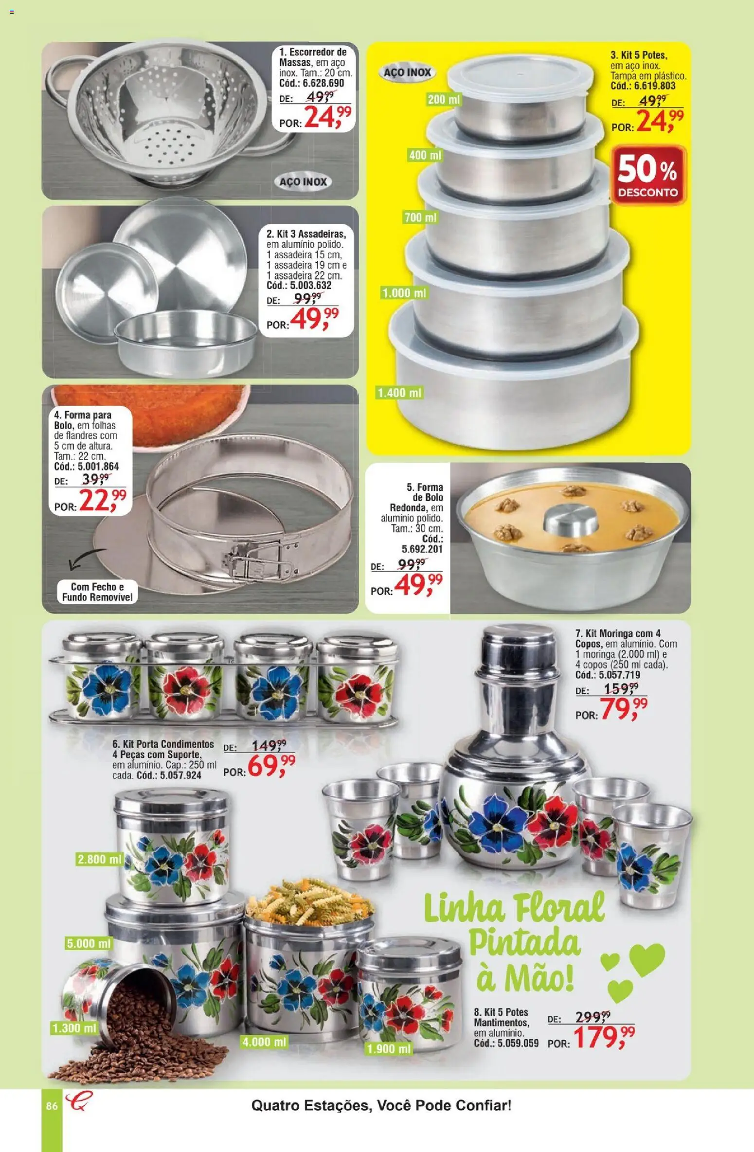 Quatro Estações Folheto - válido de 01.05.2026 | Página: 82 | Produtos: Escorredor, Bolo, Potes, Assadeira