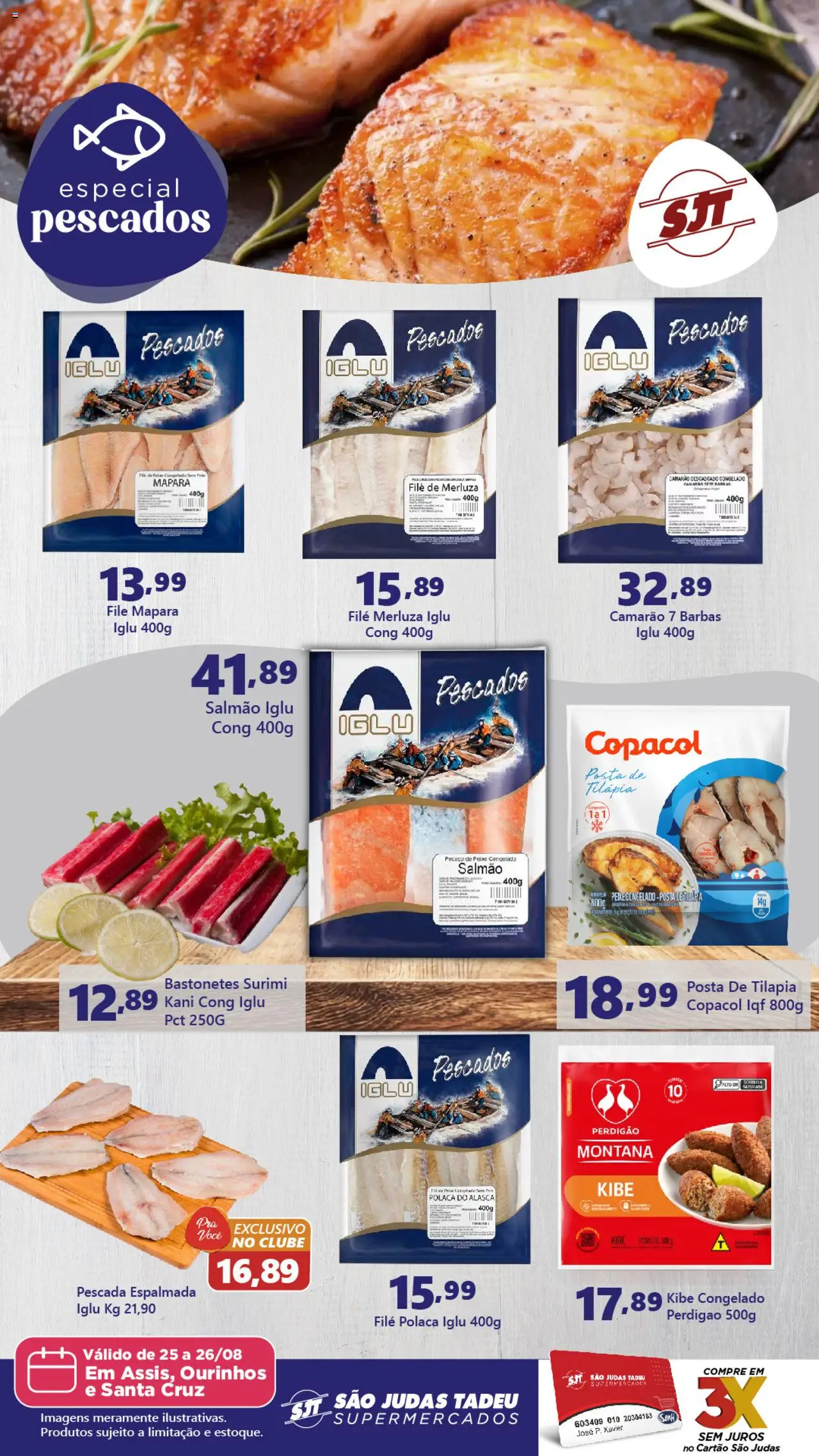 São Judas Tadeu Folheto - válido de 25.08.2025 | Página: 1 | Produtos: Salmão, Camarão, Tilápia