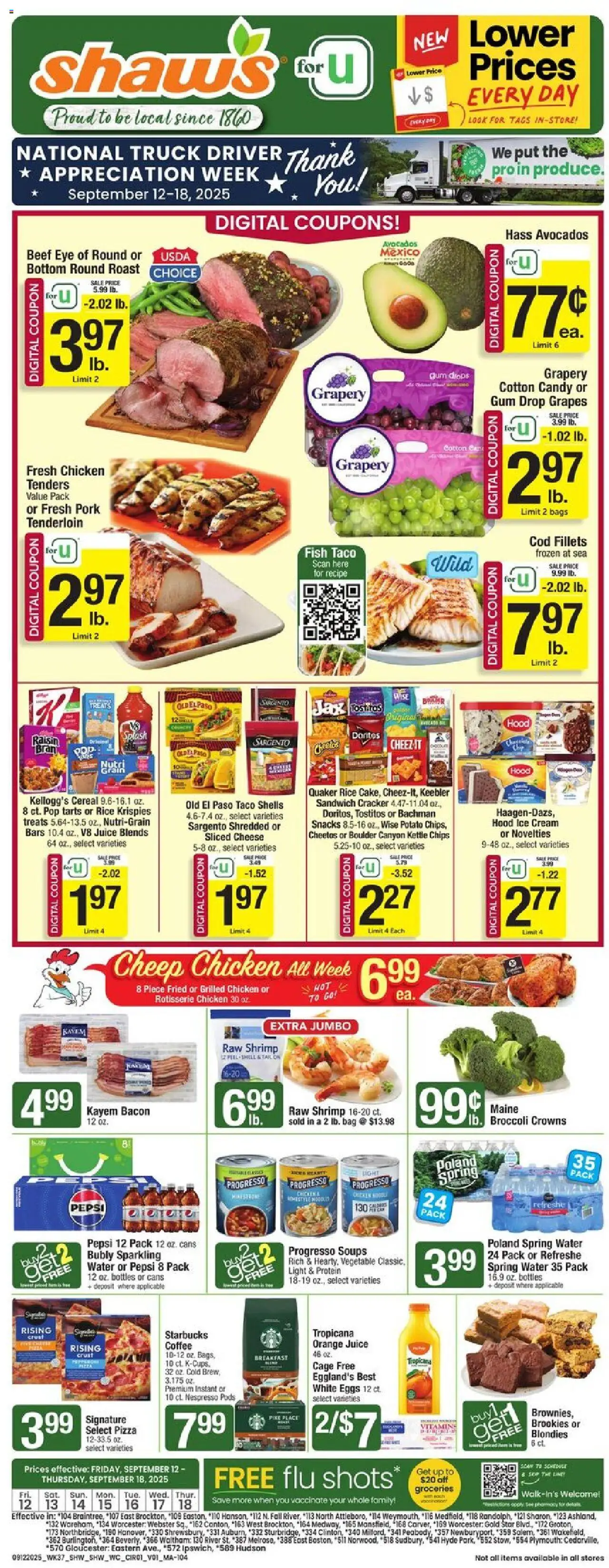 Shaw's Weekly Ad - valid from 12.09.2025 | Page: 1 | Products: Eggs, Coffee, Juice, Kettle