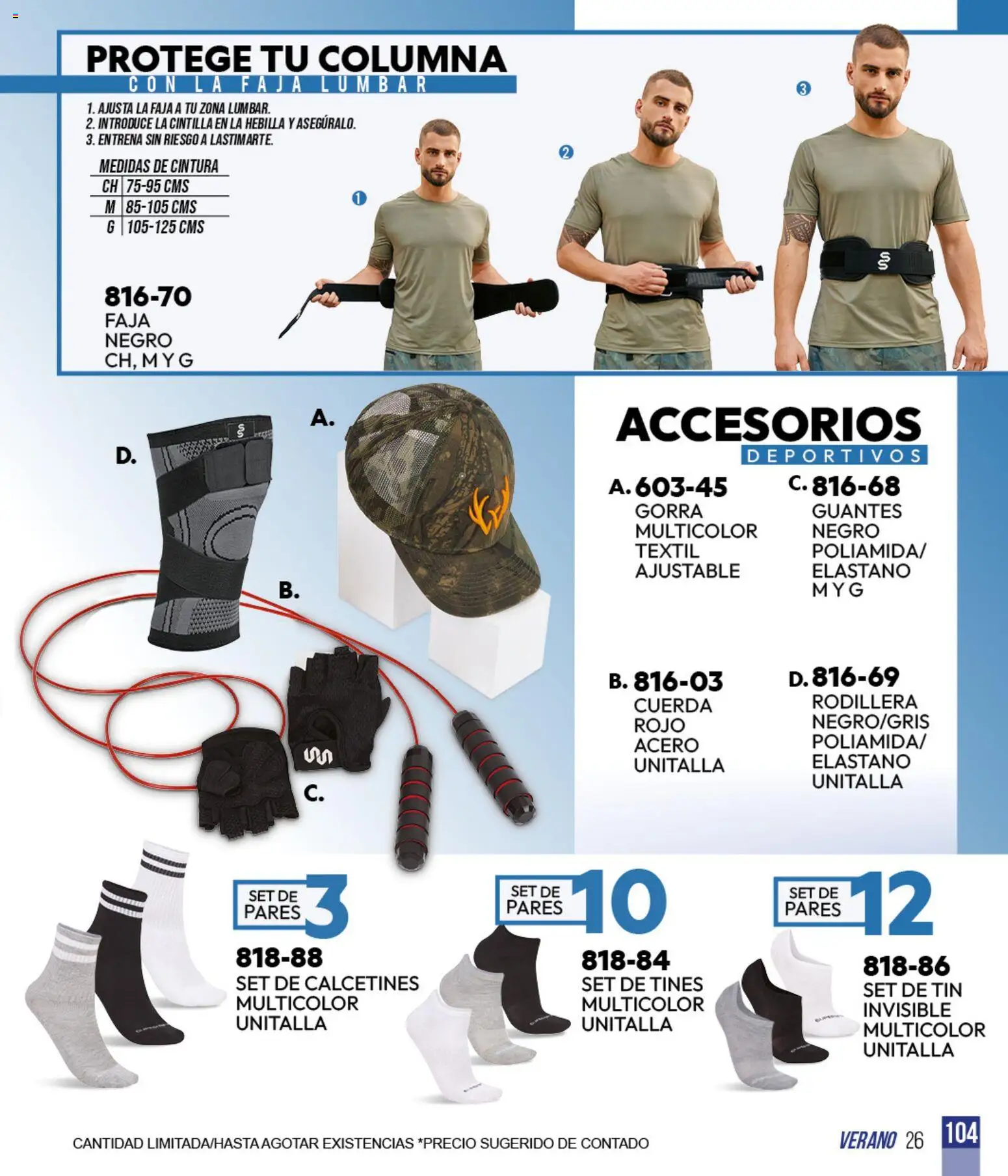 Nuevas ofertas de Cklass válidas en toda la República Mexicana desde el 05.03.2026. ¡Encuentra las mejores ofertas en Cklass catálogo Sportbrands Verano Caballero! | Página: 105 | Productos: Gorra, Guantes, Hebilla, Faja
