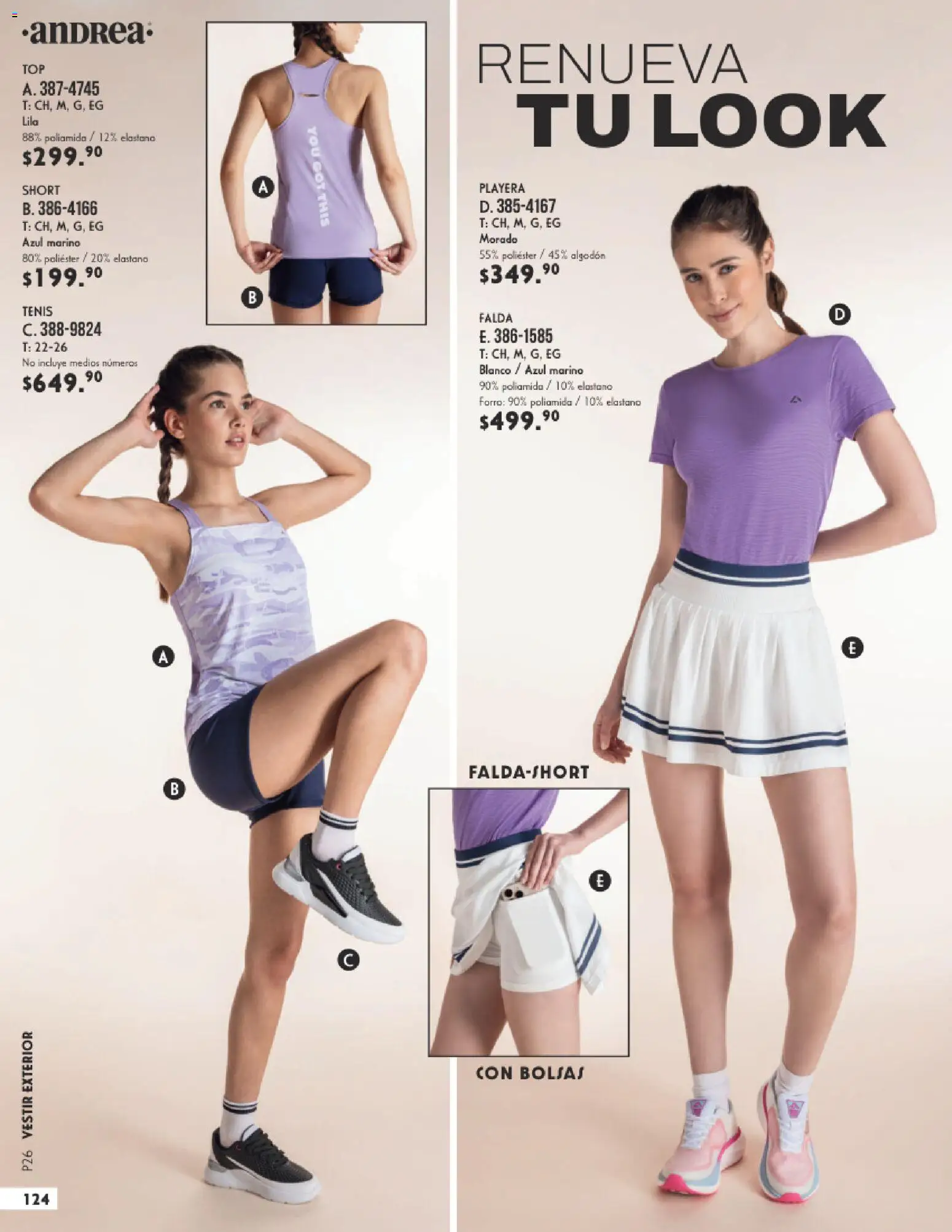 Nuevas ofertas de Andrea válidas en toda la República Mexicana desde el 25.01.2026. ¡Encuentra las mejores ofertas en Andrea catálogo Vestir! | Página: 124 | Productos: Tenis, Algodón, Falda, Short