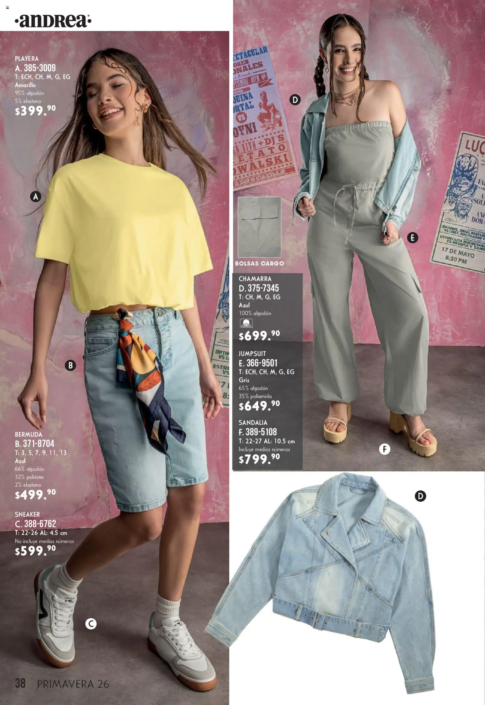 Nuevas ofertas de Andrea válidas en toda la República Mexicana desde el 22.03.2026. ¡Encuentra las mejores ofertas en Andrea catálogo Lo más top! | Página: 38 | Productos: Chamarra, Algodón, Playera, Bermuda