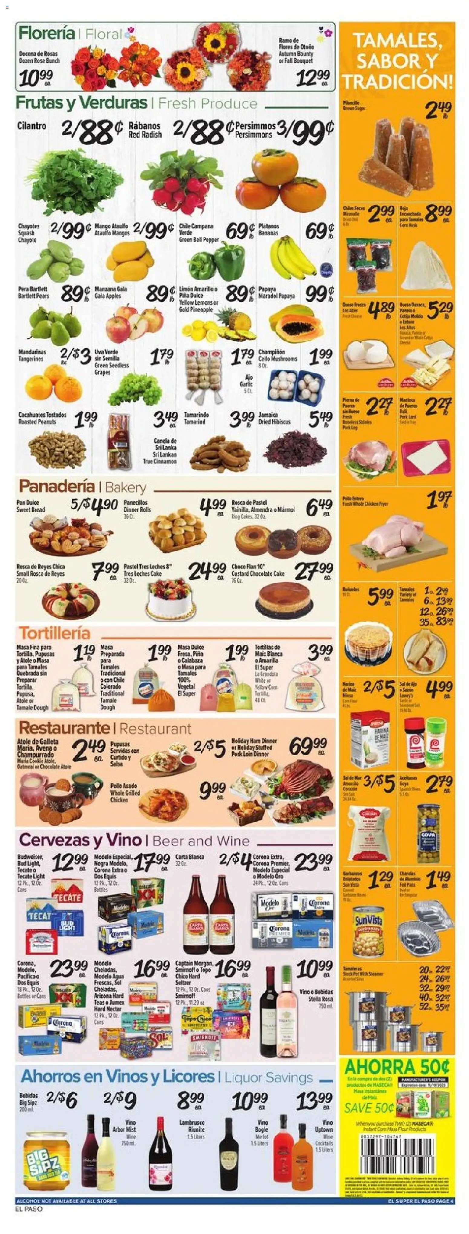 El Super Weekly Ad - TX - valid from 12.11.2025 | Page: 4 | Products: Chocolate, Ham, Wine, Pepper