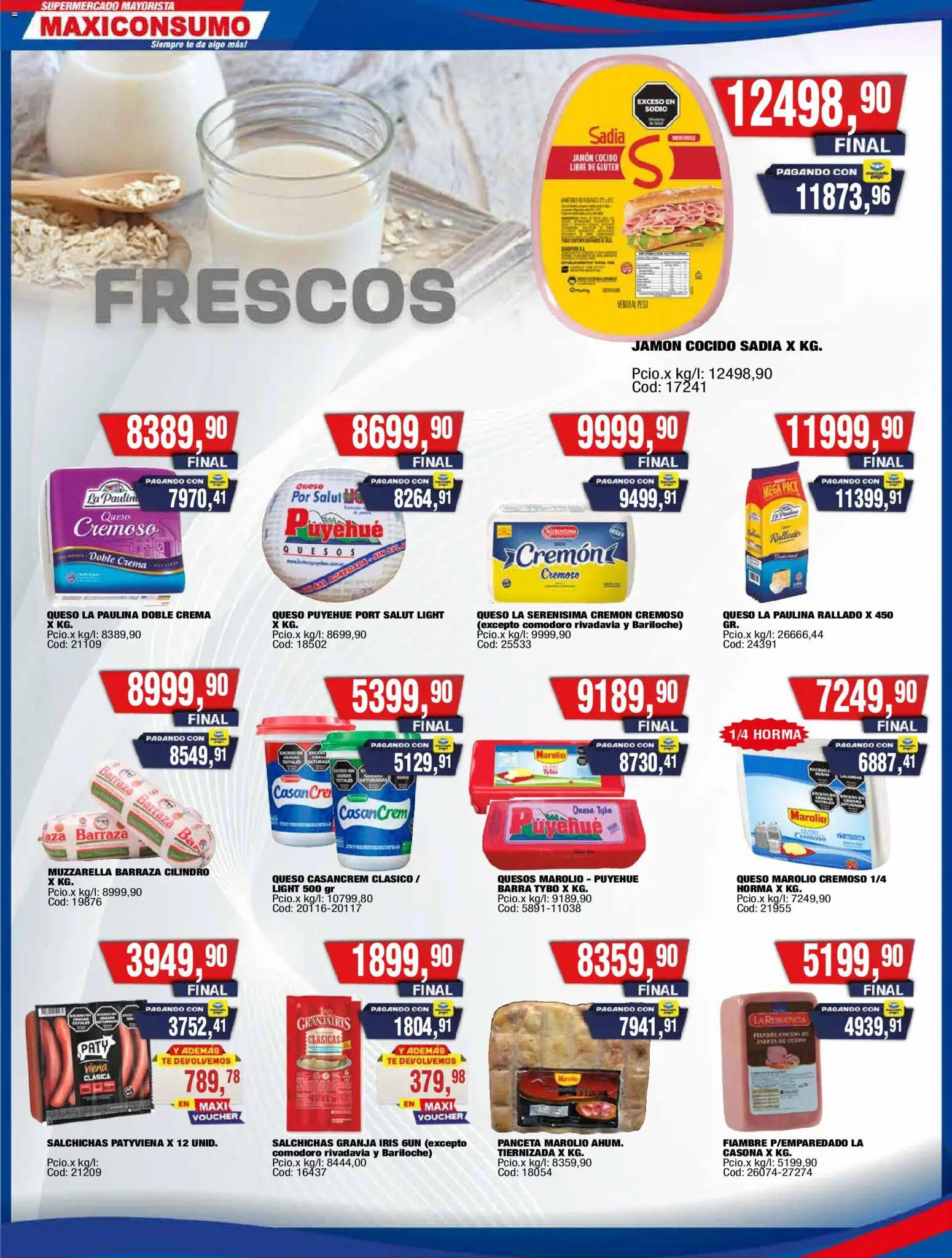 Maxiconsumo ofertas │ válido desde el 23.03.2026 | Página: 14 | Productos: Jamón cocido, Muzzarella, Panceta, Crema