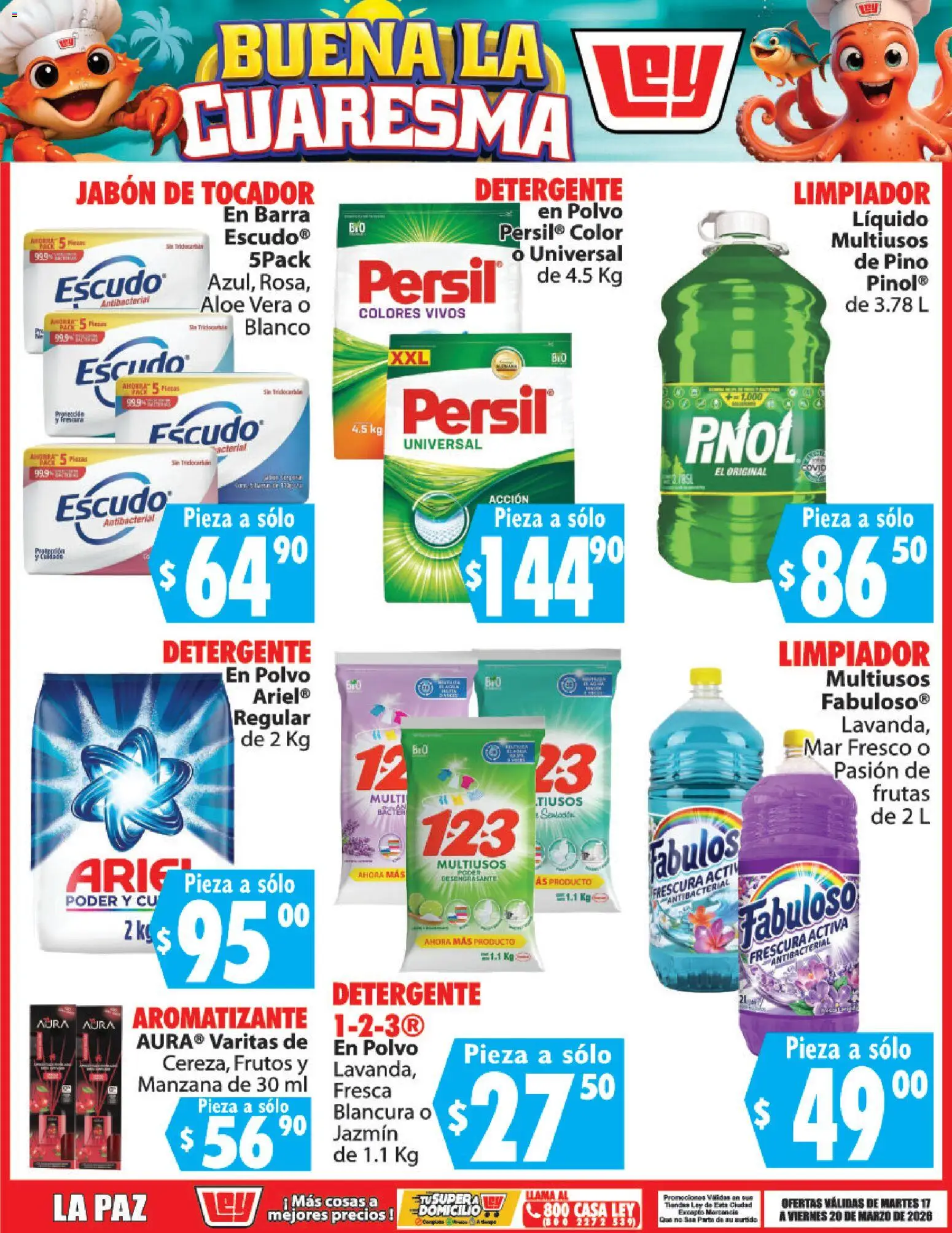 Nuevas ofertas de Casa Ley válidas en toda la República Mexicana desde el 17.03.2026. ¡Encuentra las mejores ofertas en Casa Ley folleto Buena la Cuaresma! | Página: 10 | Productos: Manzana, Barra, Polvo, Jabón