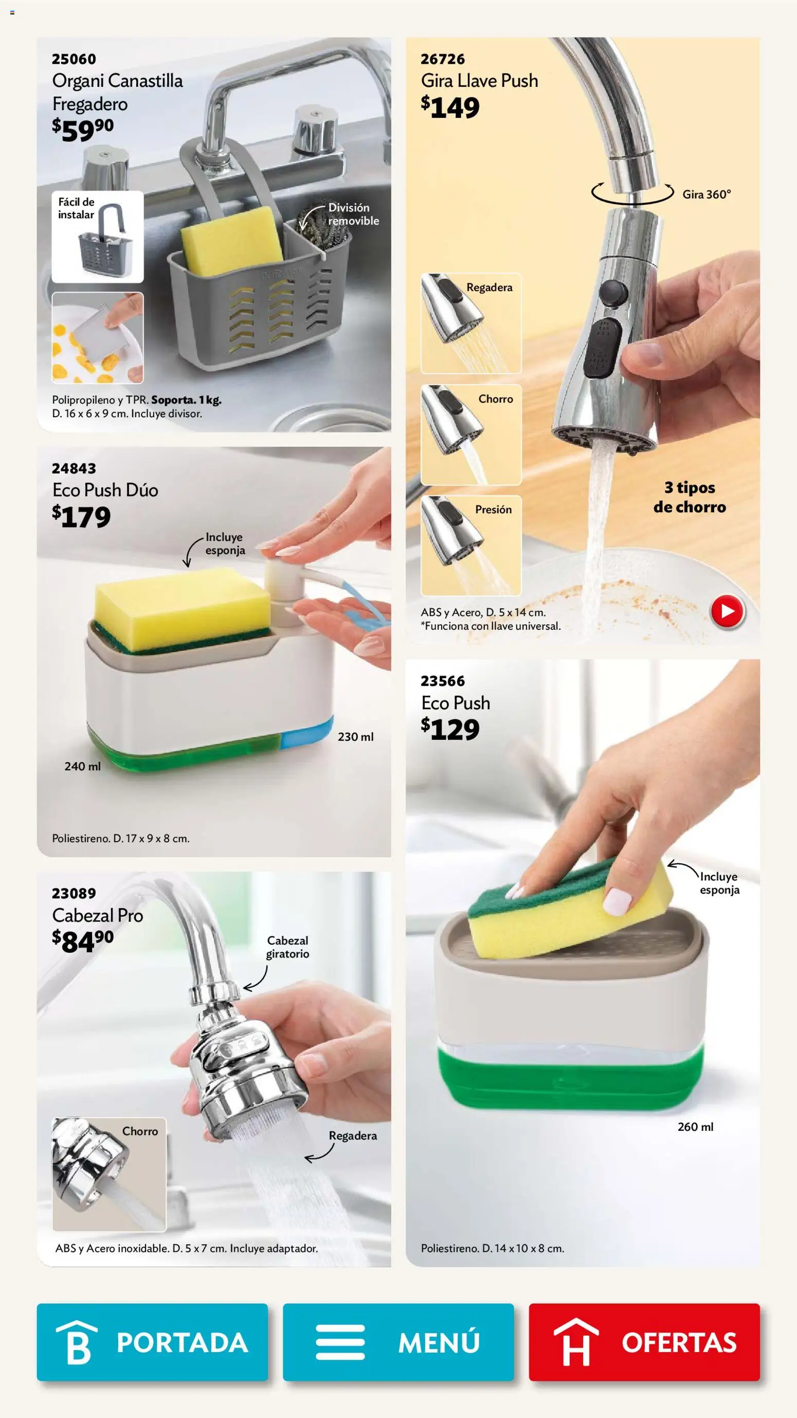 Nuevas ofertas de Betterware válidas en toda la República Mexicana desde el 30.03.2026. ¡Encuentra las mejores ofertas en Betterware campaña 4 2026! | Página: 53 | Productos: Esponja, Regadera, Llave