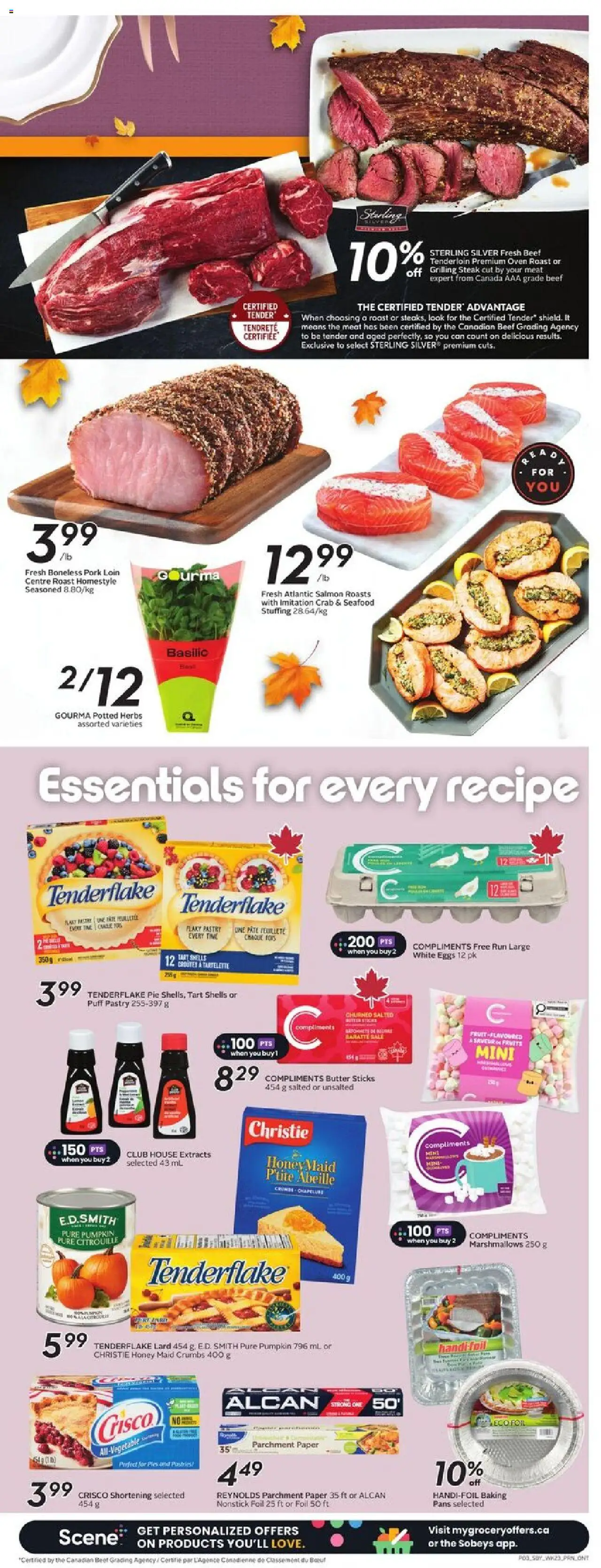 Sobeys flyer valid from 02.10.2025 | Page: 6 | Products: Oven, Eggs, Pumpkin, Pork