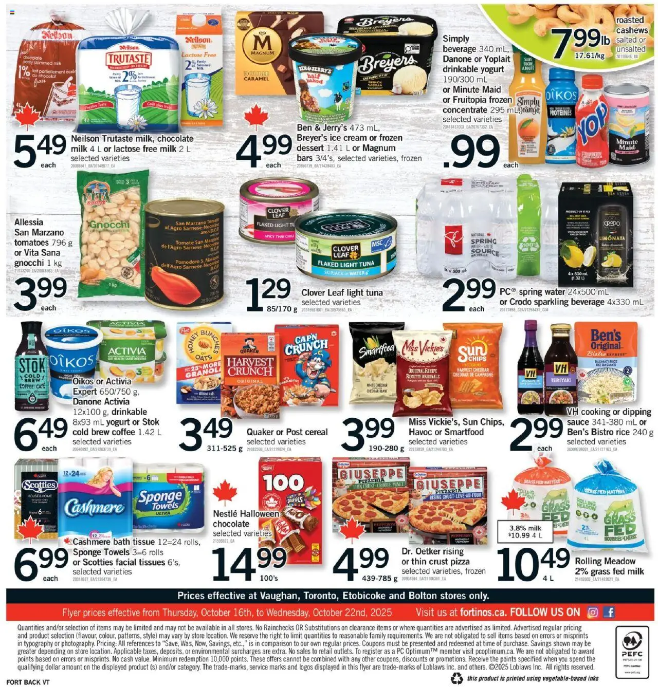 Fortinos flyer valid from 16.10.2025 | Page: 2 | Products: Ice cream, PC, Milk, Chocolate
