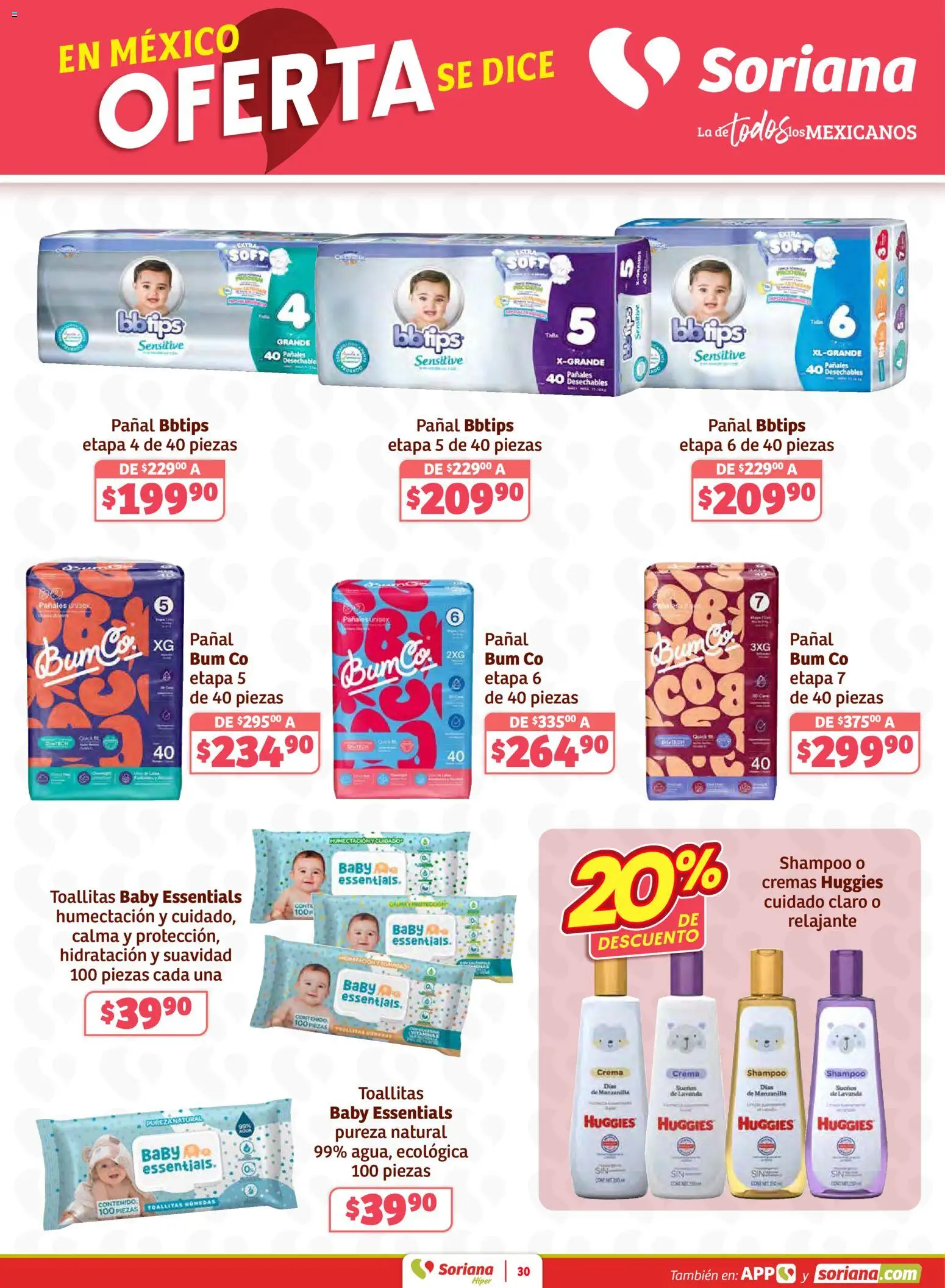 Nuevas ofertas de Soriana válidas en toda la República Mexicana desde el 02.01.2026. ¡Encuentra las mejores ofertas en Soriana - Preciazazaso Híper: Chih, Coah, Dur, NL, SLP, Tamps, Zac! | Página: 30 | Productos: Crema, Toallitas húmedas, Pañales