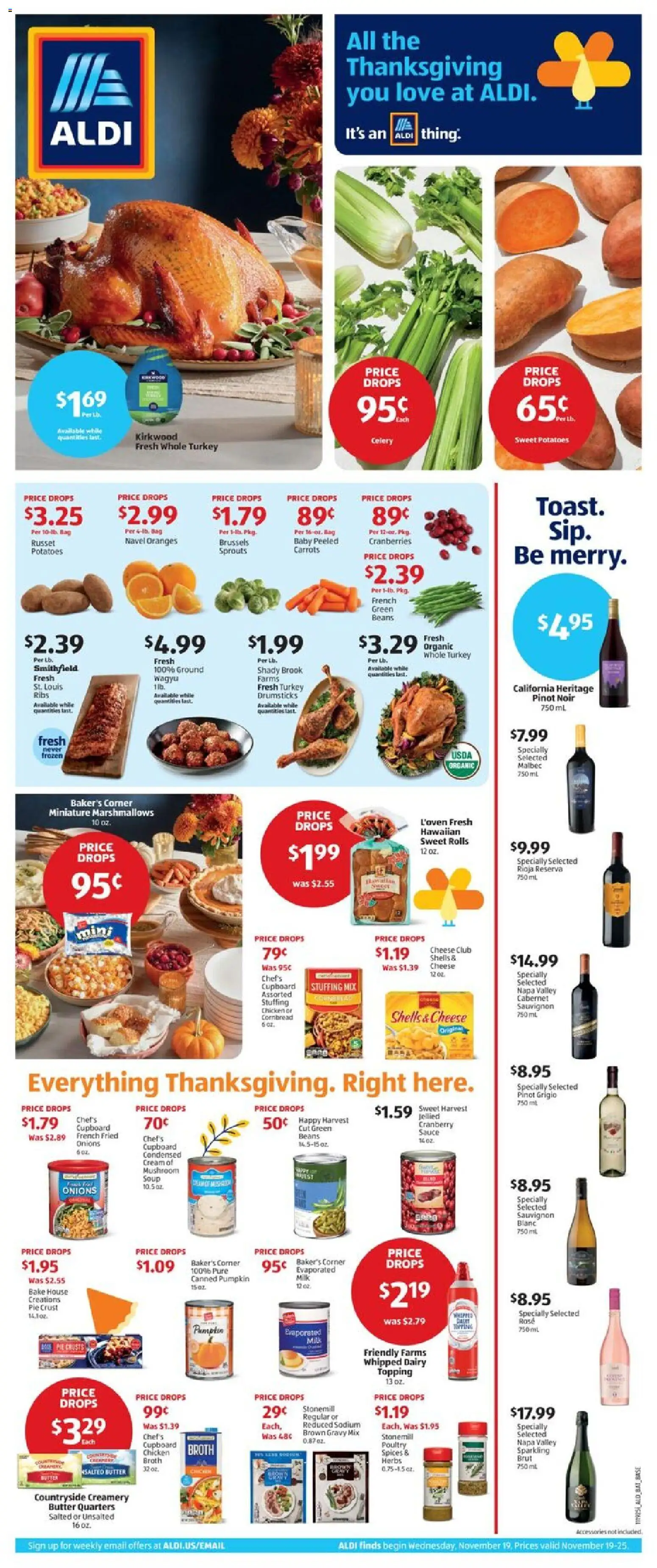 Aldi Weekly Ad - valid from 19.11.2025 | Page: 1 | Products: Cheese, Spices, Sauce, Poultry