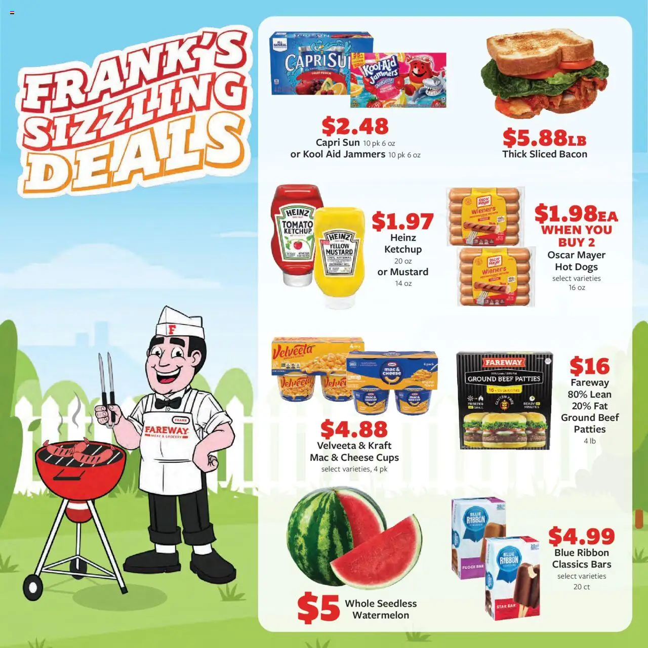 Fareway Weekly Ad - valid from 04.08.2025 | Page: 14 | Products: Cheese, Beef, Ketchup, Watermelon