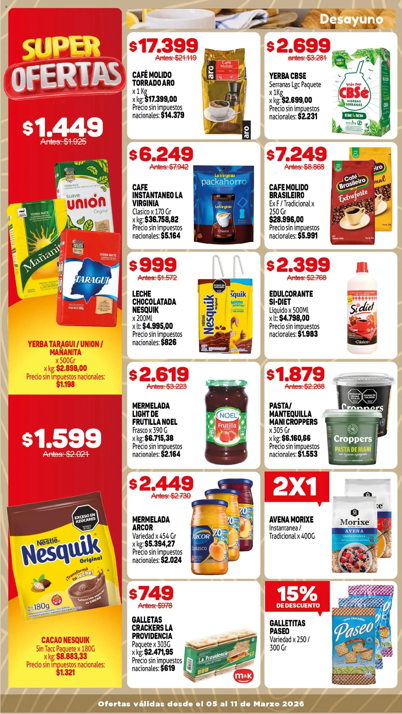 Makro OFERTAS IMPERDIBLES │ válido desde el 05.03.2026 | Página: 7 | Productos: Peso, Edulcorante, Avena, Café