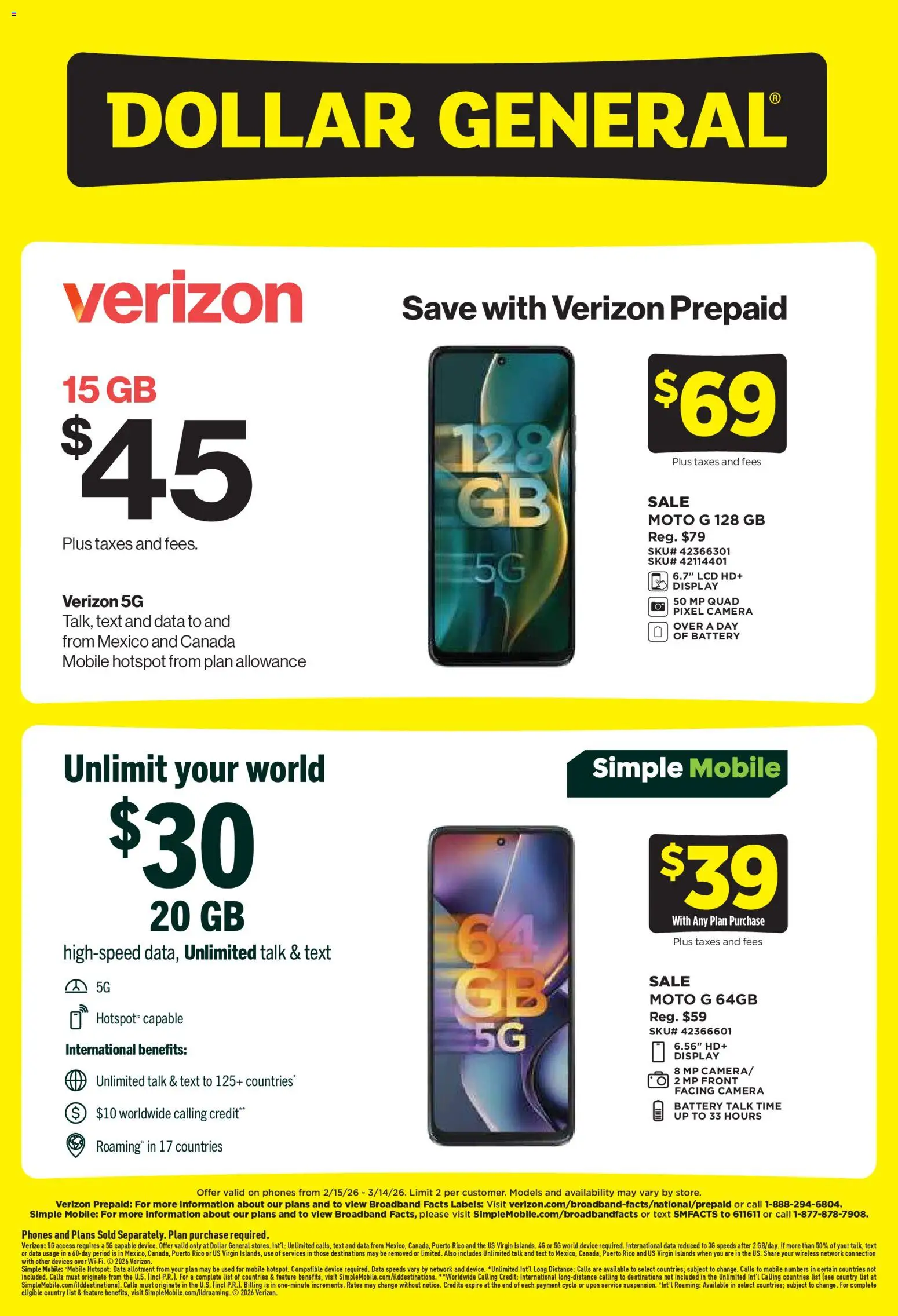 Dollar General Wireless Deals - valid from 15.02.2026 | Page: 2 | Products: Battery, Camera