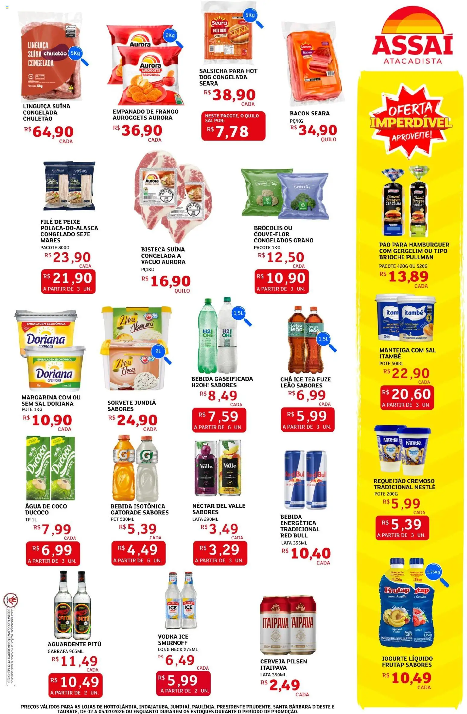 Assaí Atacadista Folheto - válido de 02.03.2026 | Página: 3 | Produtos: Doriana, Acém, Pão, Salada