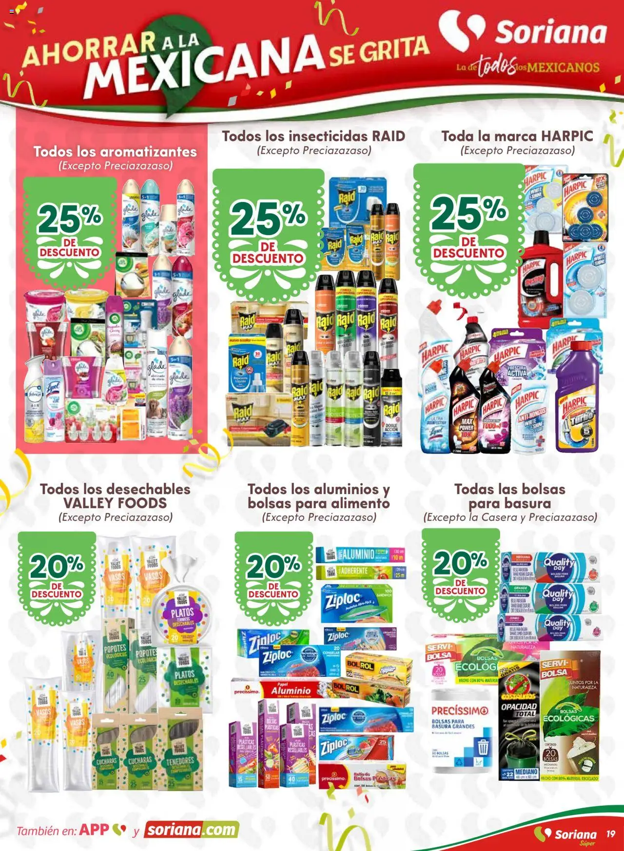 Nuevas ofertas de Soriana válidas en toda la República Mexicana desde el 10.09.2025. ¡Encuentra las mejores ofertas en Soriana - Ahorrar a la mexicana se grita Soriana Súper Nacional! | Página: 19 | Productos: Bolsa, Hongos, Vasos