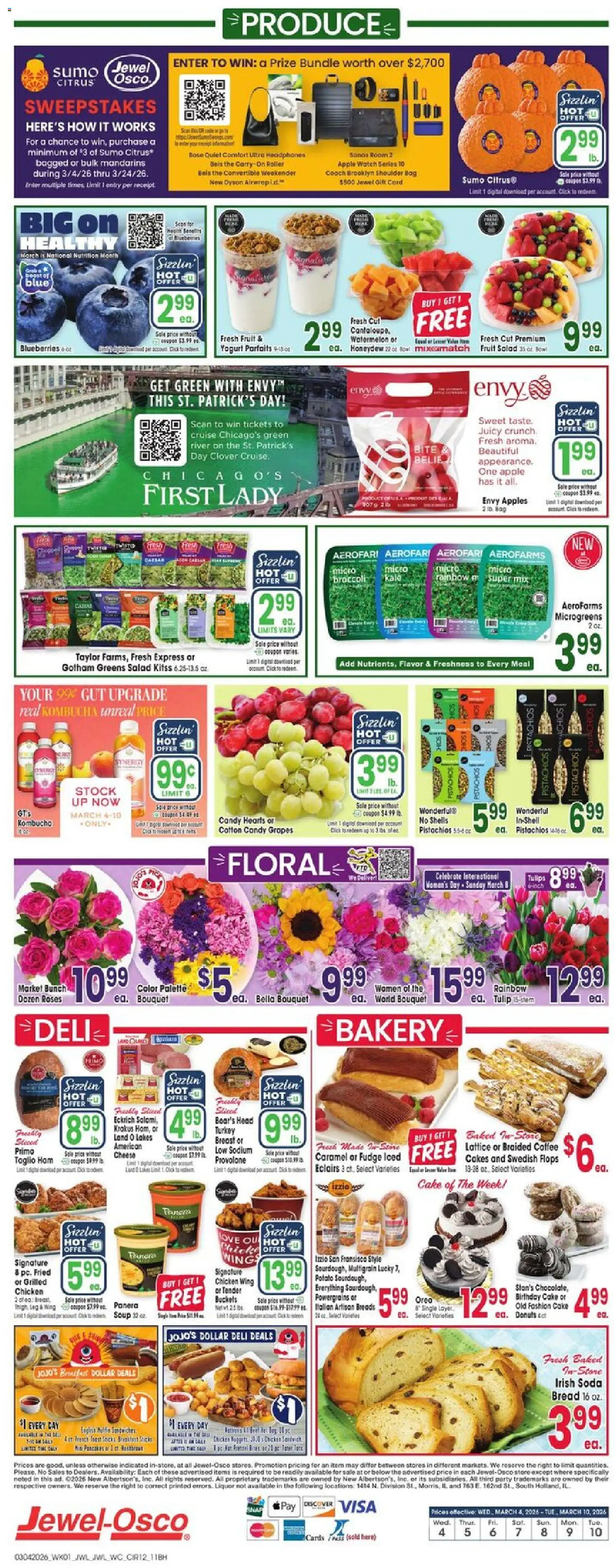 Jewel Osco Weekly Ad - valid from 04.03.2026 | Page: 12 | Products: Bread, Coffee, Blueberries, Watch