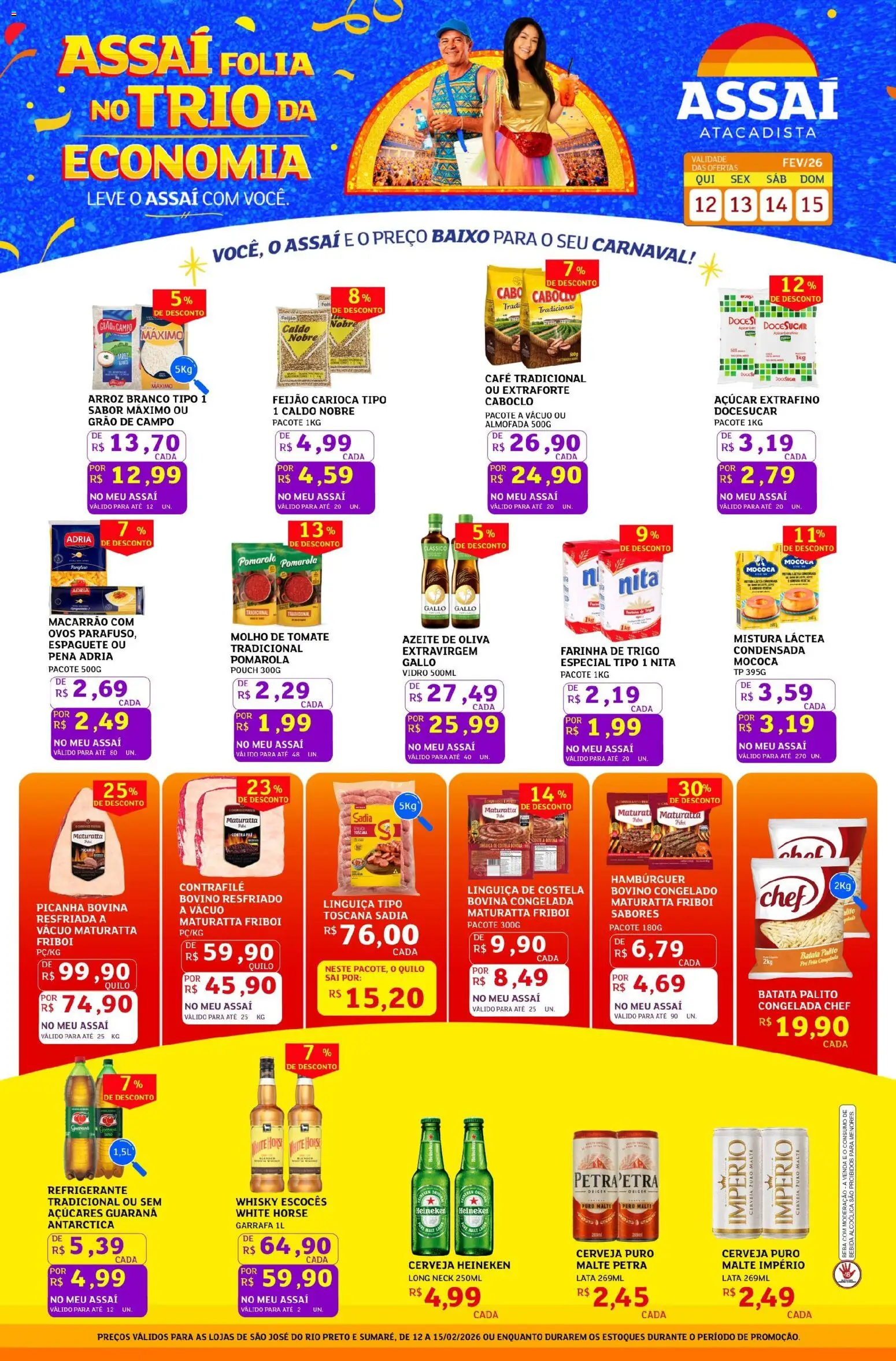 Assaí Atacadista Folheto - válido de 12.02.2026 | Página: 1 | Produtos: Guaraná, Molho de tomate, Doces, Cabo