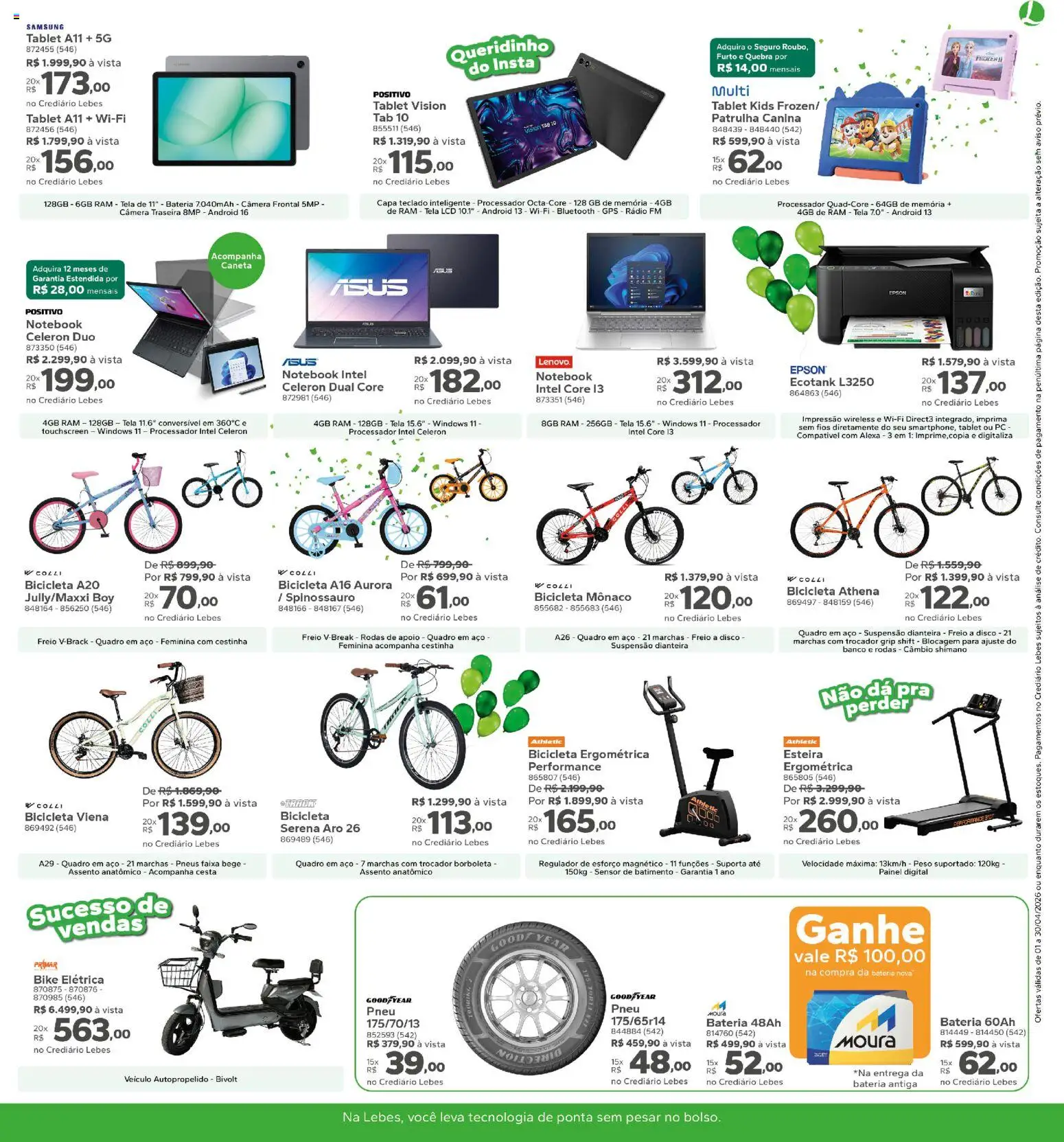 Lebes Folheto - válido de 01.04.2026 | Página: 9 | Produtos: Bicicleta, Pneu, Banco, Câmera