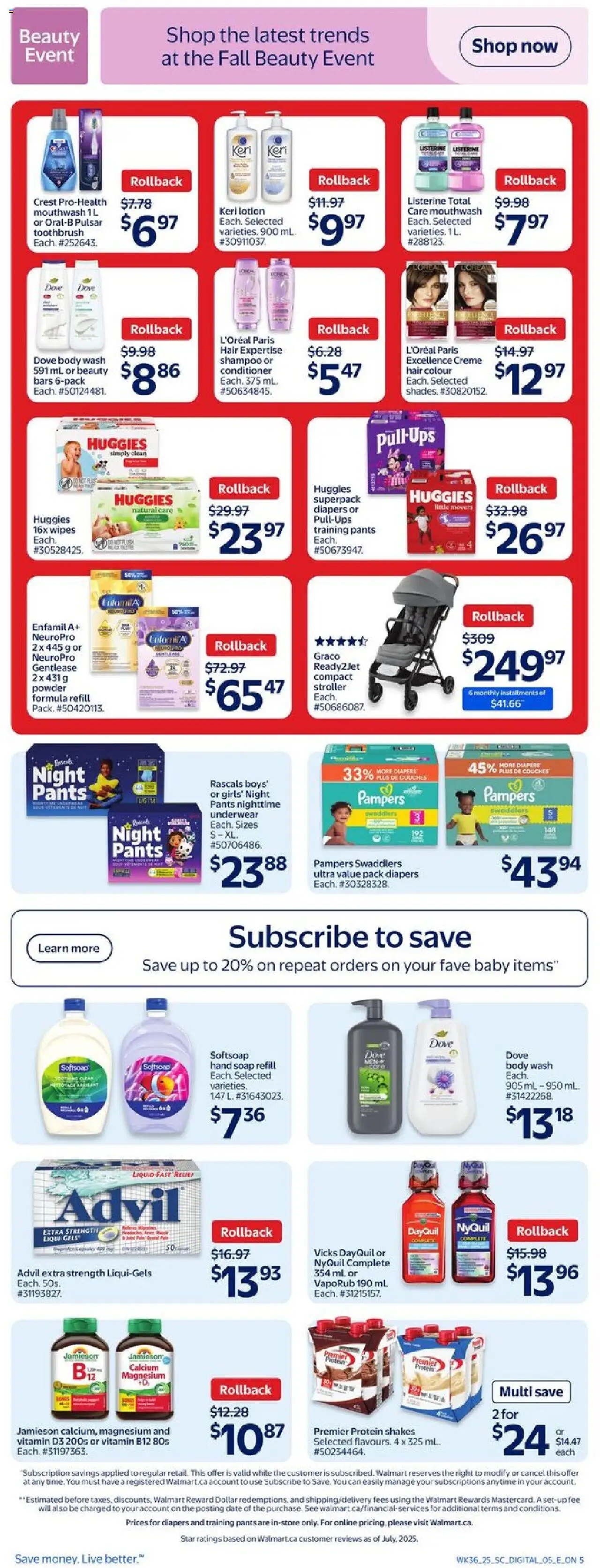 Walmart flyer valid from 02.10.2025 | Page: 15 | Products: Conditioner, Soap, Mouthwash, Underwear