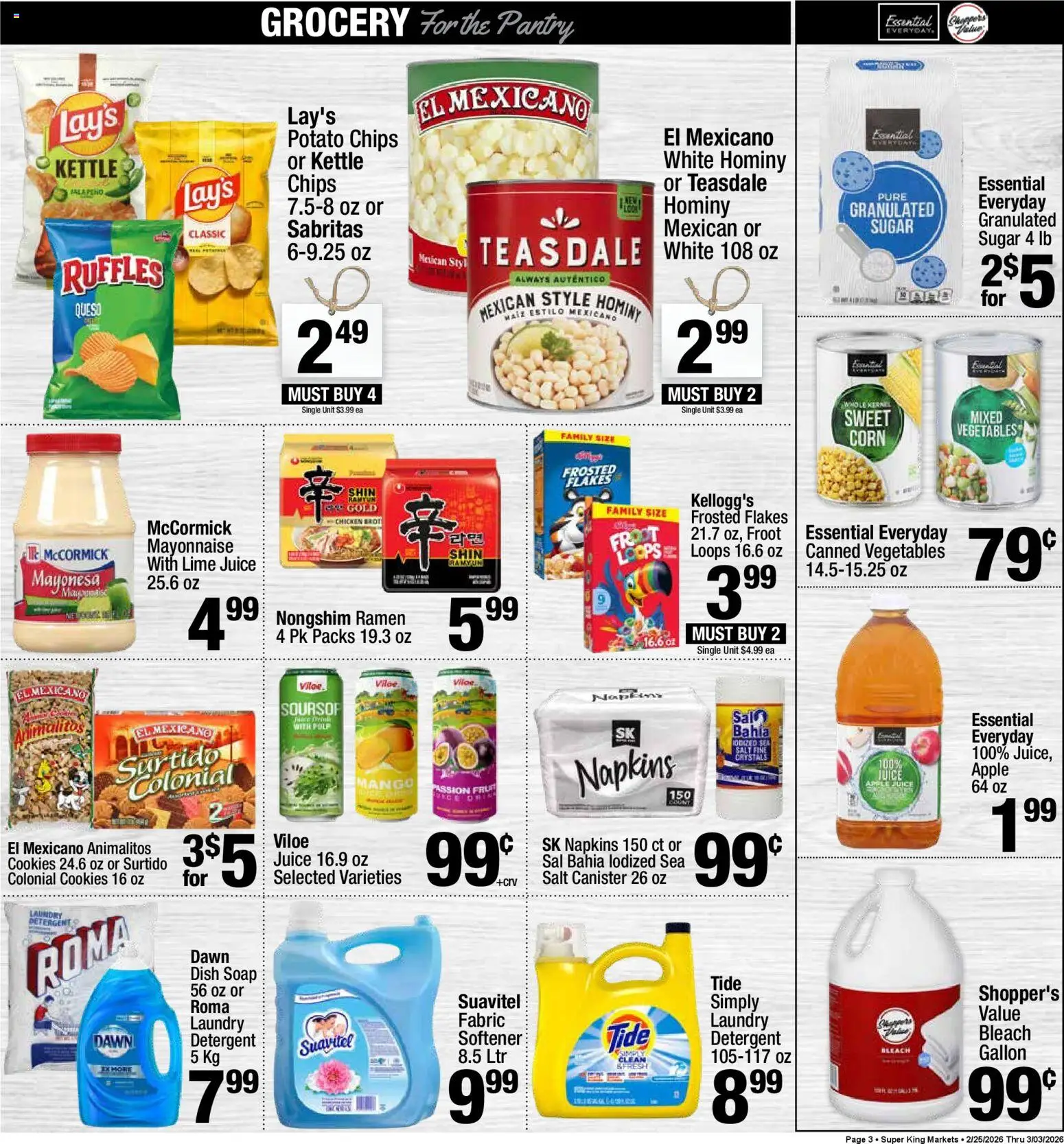 Super King - Weekly Ad - valid from 25.02.2026 | Page: 3 | Products: Corn, Mayonnaise, Sugar, Mango