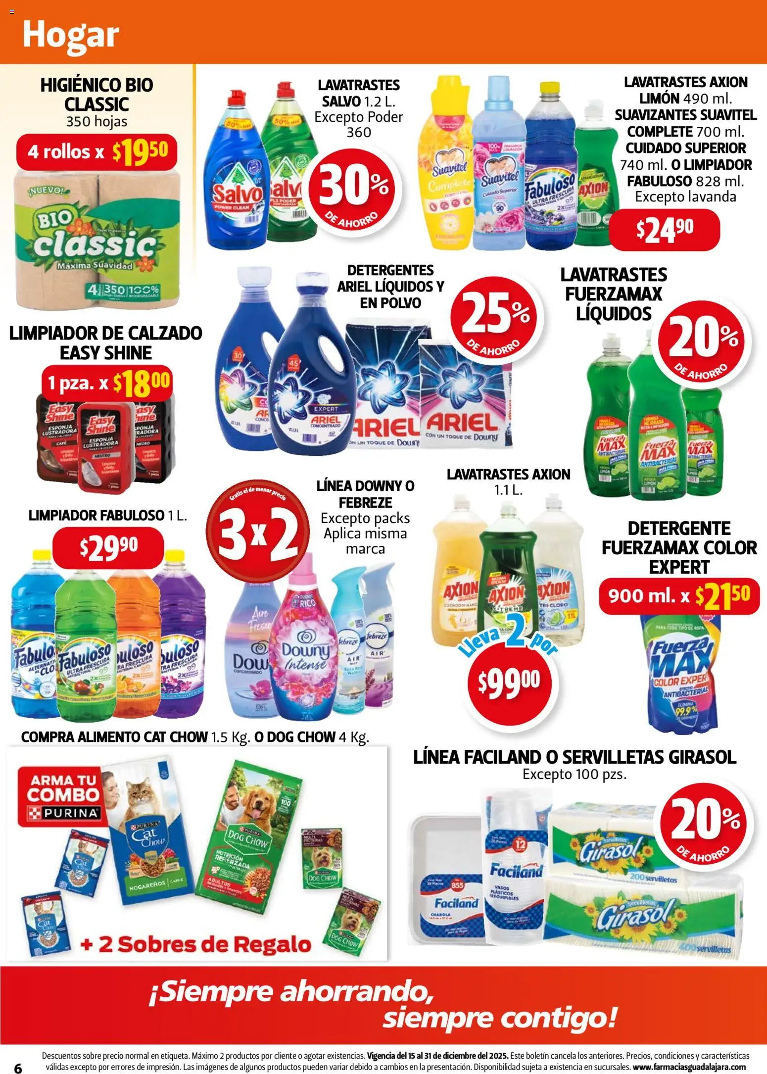 Nuevas ofertas de Farmacia Guadalajara válidas en toda la República Mexicana desde el 15.12.2025. ¡Encuentra las mejores ofertas en Farmacia Guadalajara catálogo! | Página: 6 | Productos: Detergente, Esponja, Limpiador, Sobre