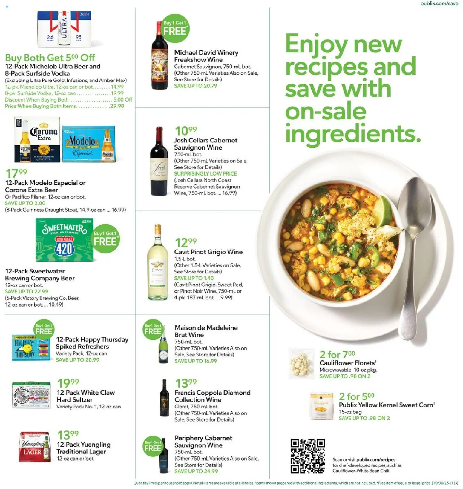 Publix Leaflet - valid from 30.10.2025 | Page: 3 | Products: Beer, Vodka, Cauliflower, Bag