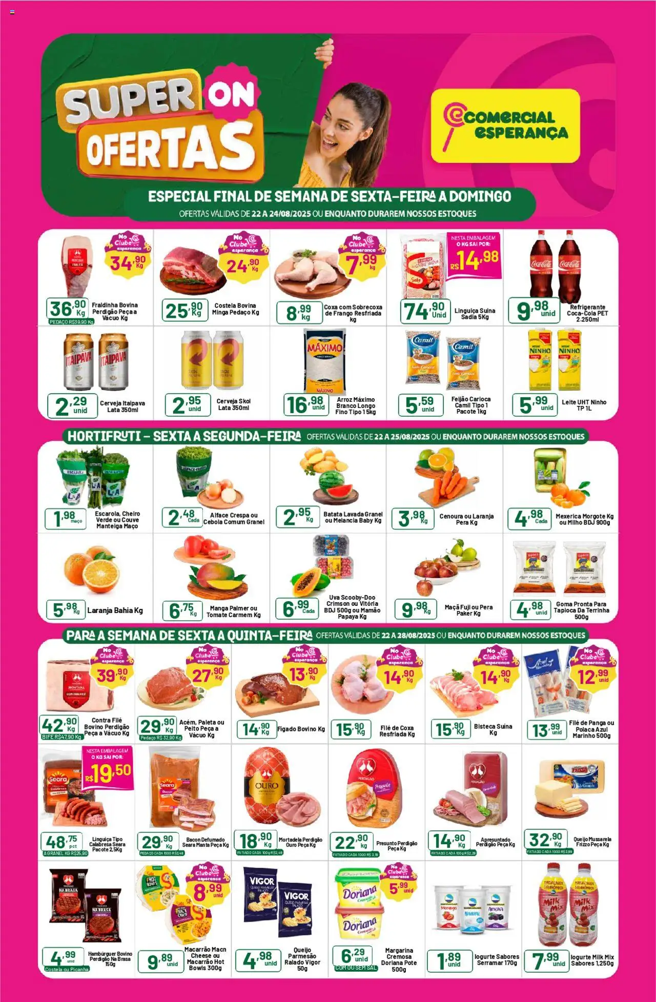 Comercial Esperança Folheto - válido de 22.08.2025 | Página: 1 | Produtos: Doriana, Fraldinha, Leite, Macarrão