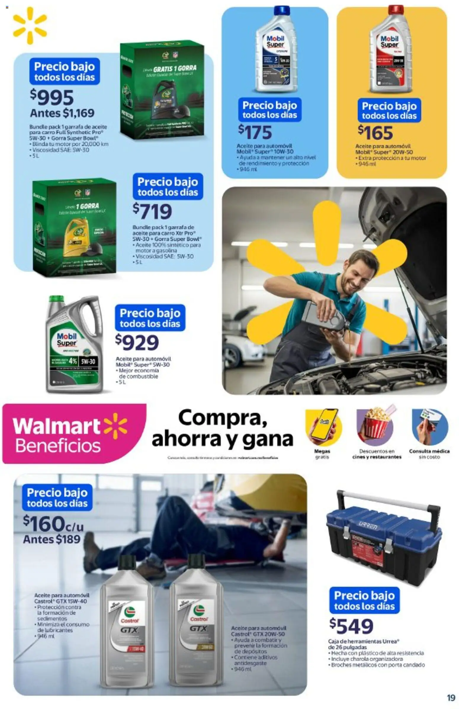 Nuevas ofertas de Walmart válidas en toda la República Mexicana desde el 20.11.2025. ¡Encuentra las mejores ofertas en Walmart folleto Precios bajos todos los días! | Página: 19 | Productos: Gorra, Aceite, Caja de herramientas, Caja