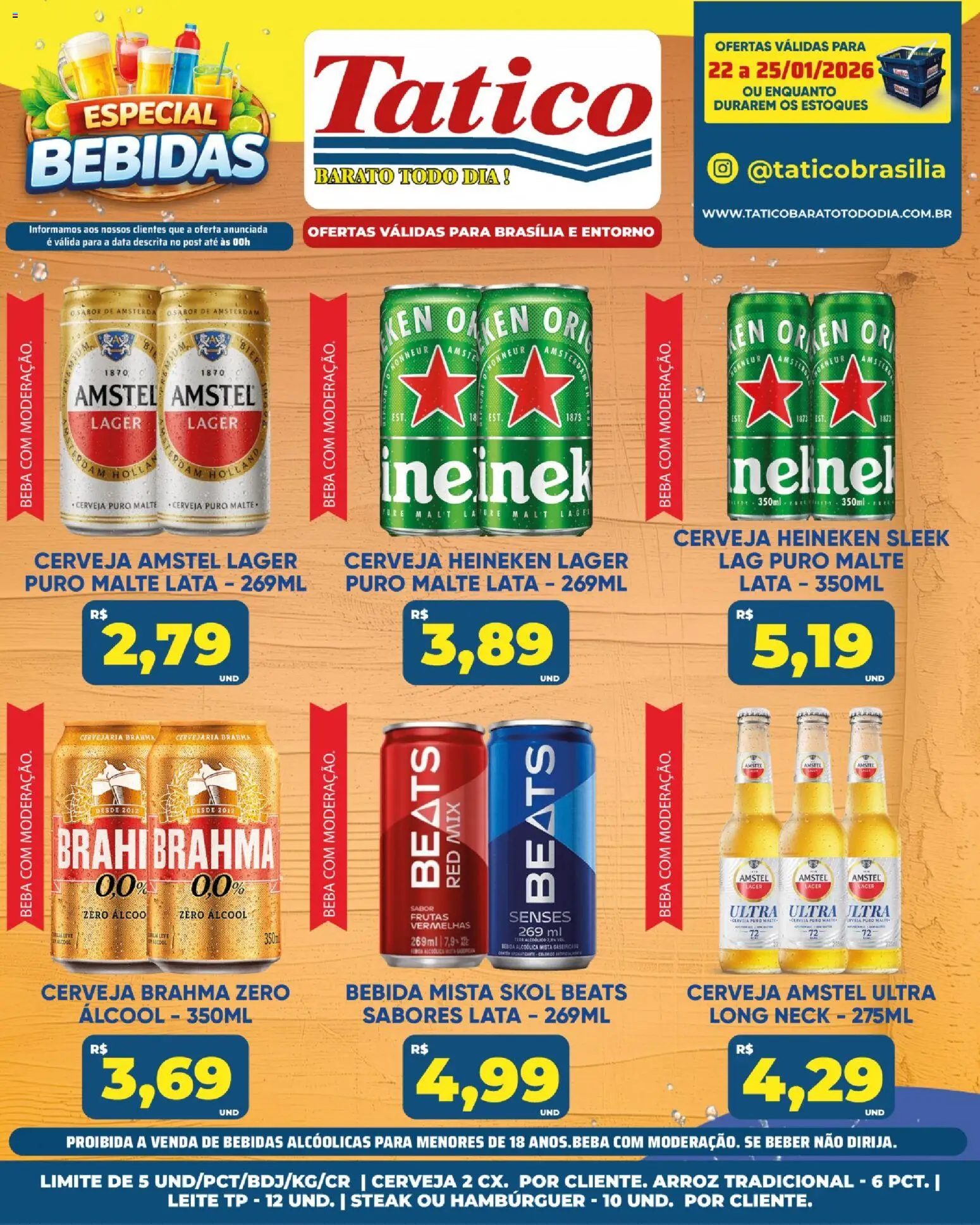 Tatico Folheto - válido de 23.01.2026 | Página: 18 | Produtos: Leite, Cerveja, Arroz, Heineken