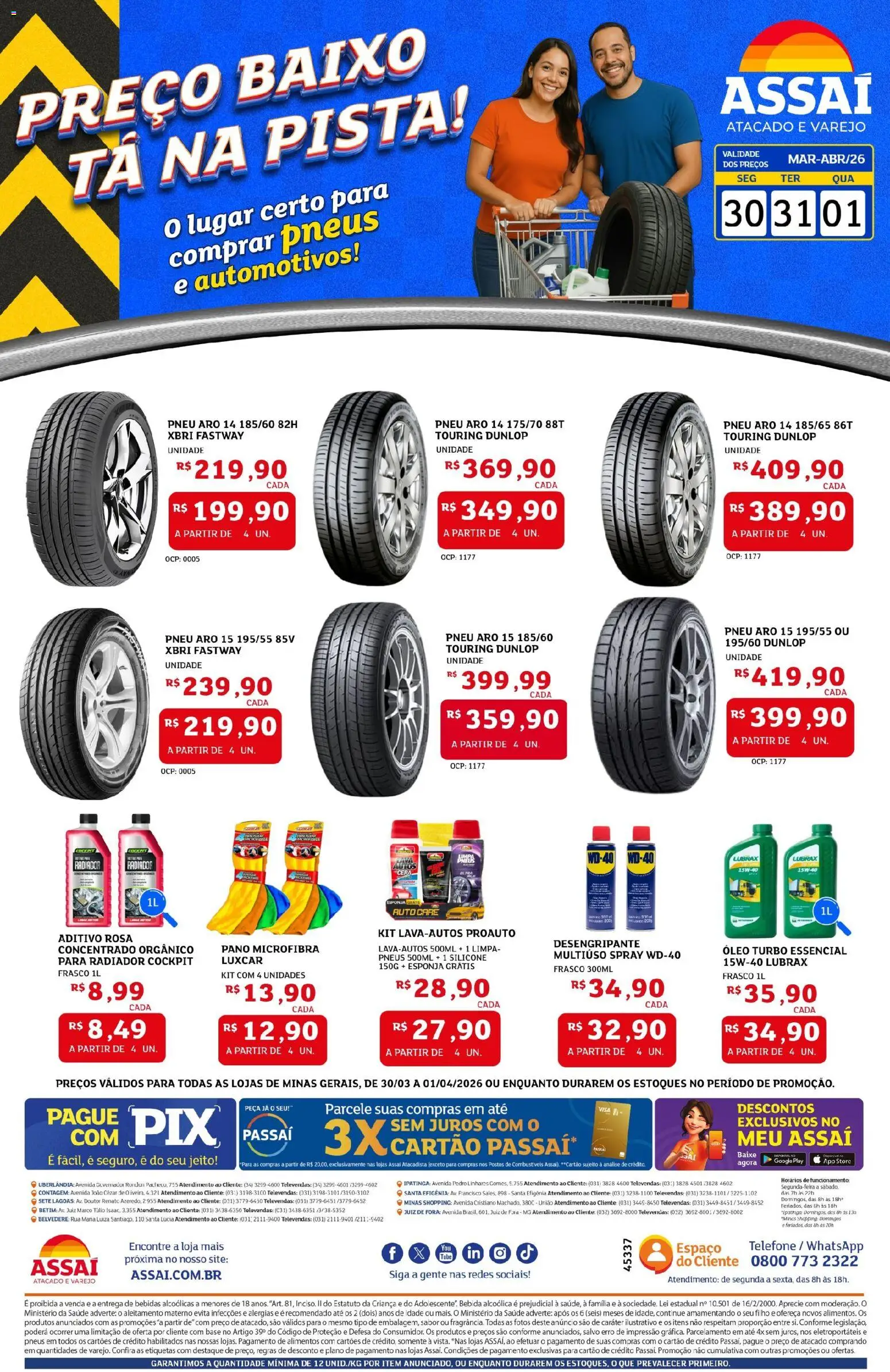 Assaí Atacadista Folheto - válido de 30.03.2026 | Página: 1 | Produtos: Radiador, Óleo, Baixo, Bebida
