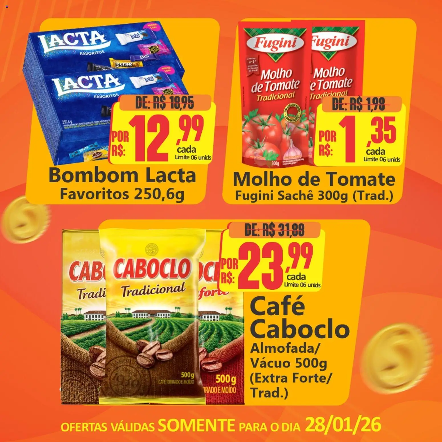 Big Supermercados Folheto - válido de 28.01.2026 | Página: 3 | Produtos: Molho de tomate, Café, Bombom