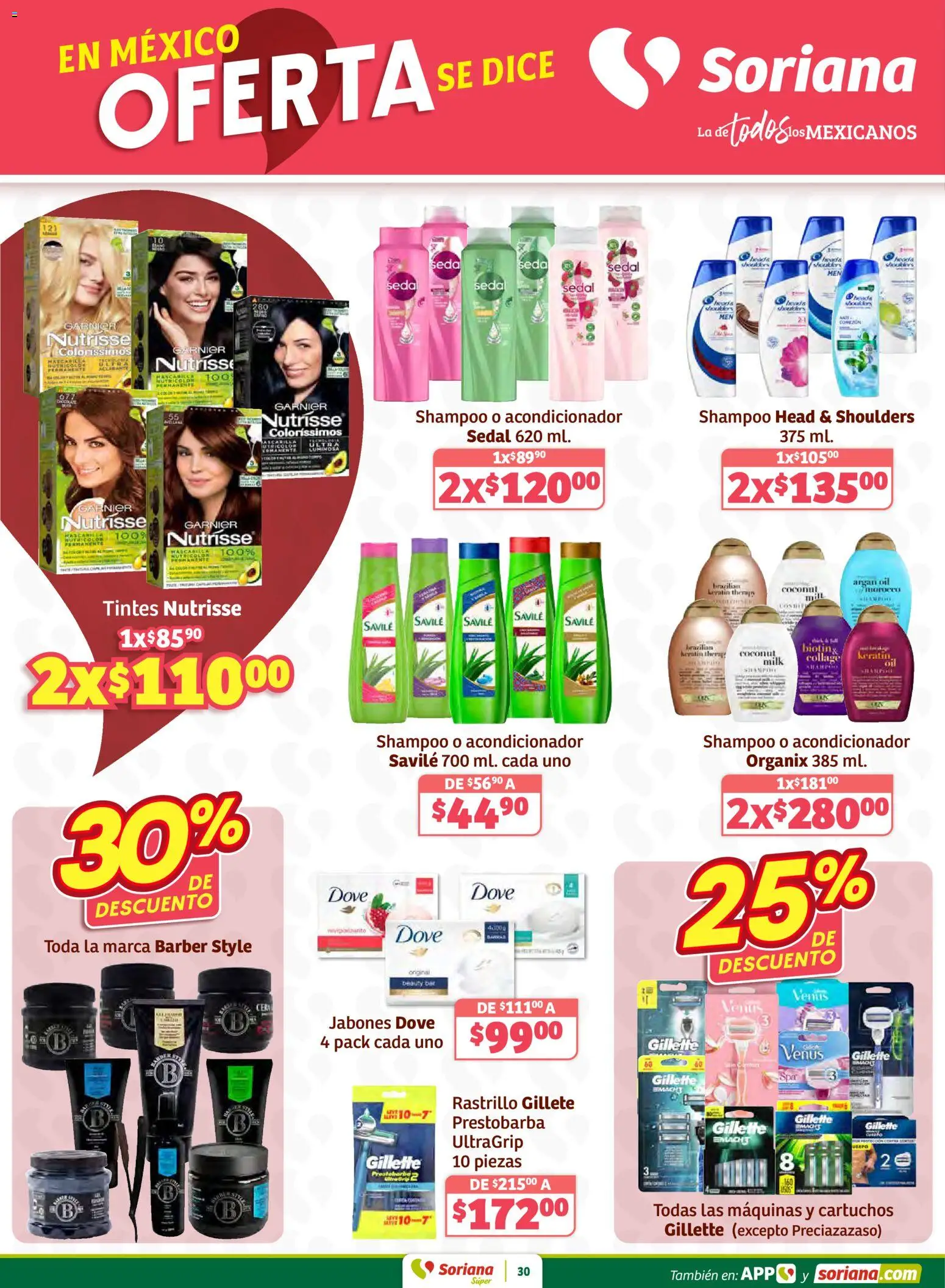 Nuevas ofertas de Soriana válidas en toda la República Mexicana desde el 30.01.2026. ¡Encuentra las mejores ofertas en Soriana - Preciazazaso Súper: Frontera BCN, Son! | Página: 30 | Productos: Rastrillo, Cera, Mascarilla, Acondicionador