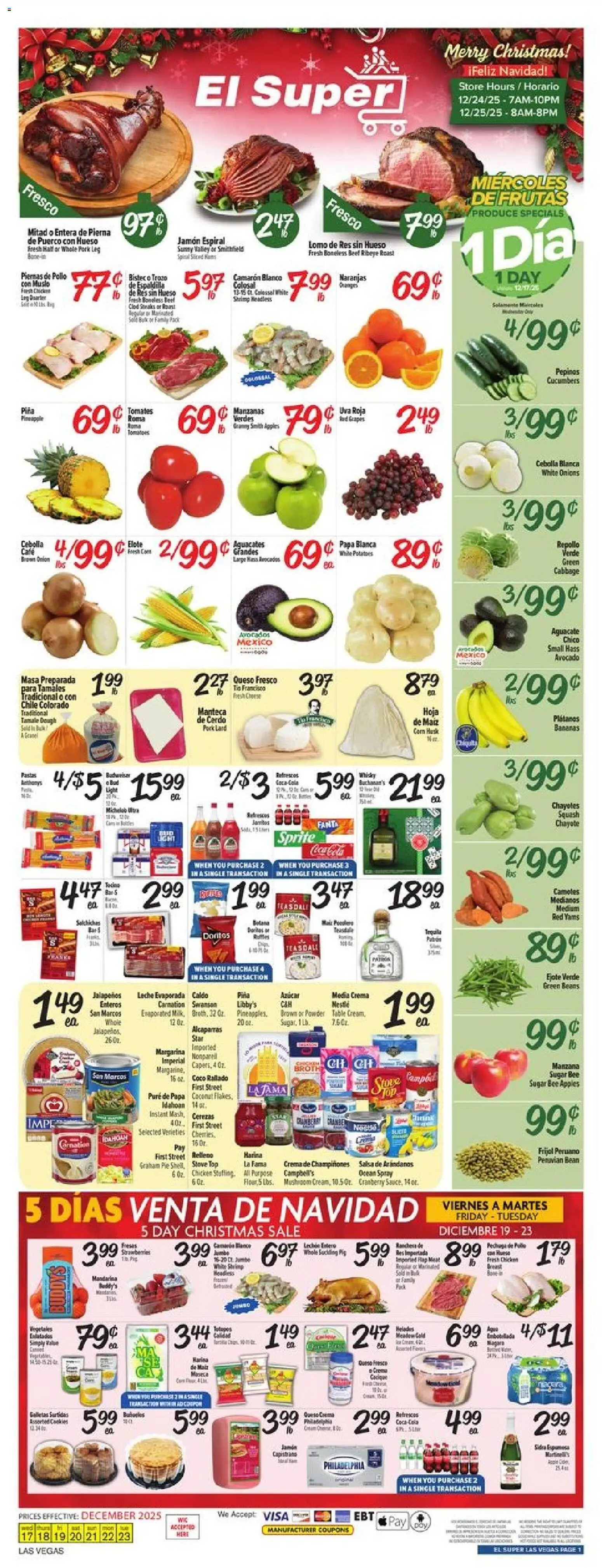 El Super Weekly Ad - NV - valid from 17.12.2025 | Page: 1 | Products: Beef, Cucumbers, Cabbage, Stove