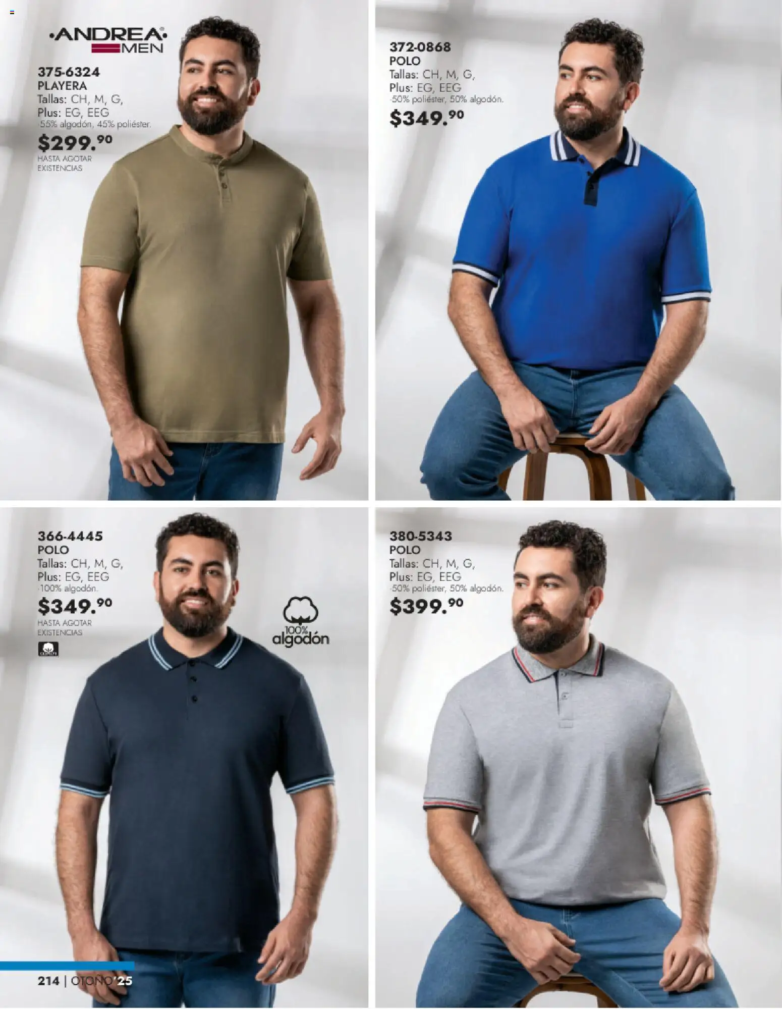 Nuevas ofertas de Andrea válidas en toda la República Mexicana desde el 26.11.2025. ¡Encuentra las mejores ofertas en Andrea catálogo Vestir Caballero otoño! | Página: 52 | Productos: Algodón, Playera