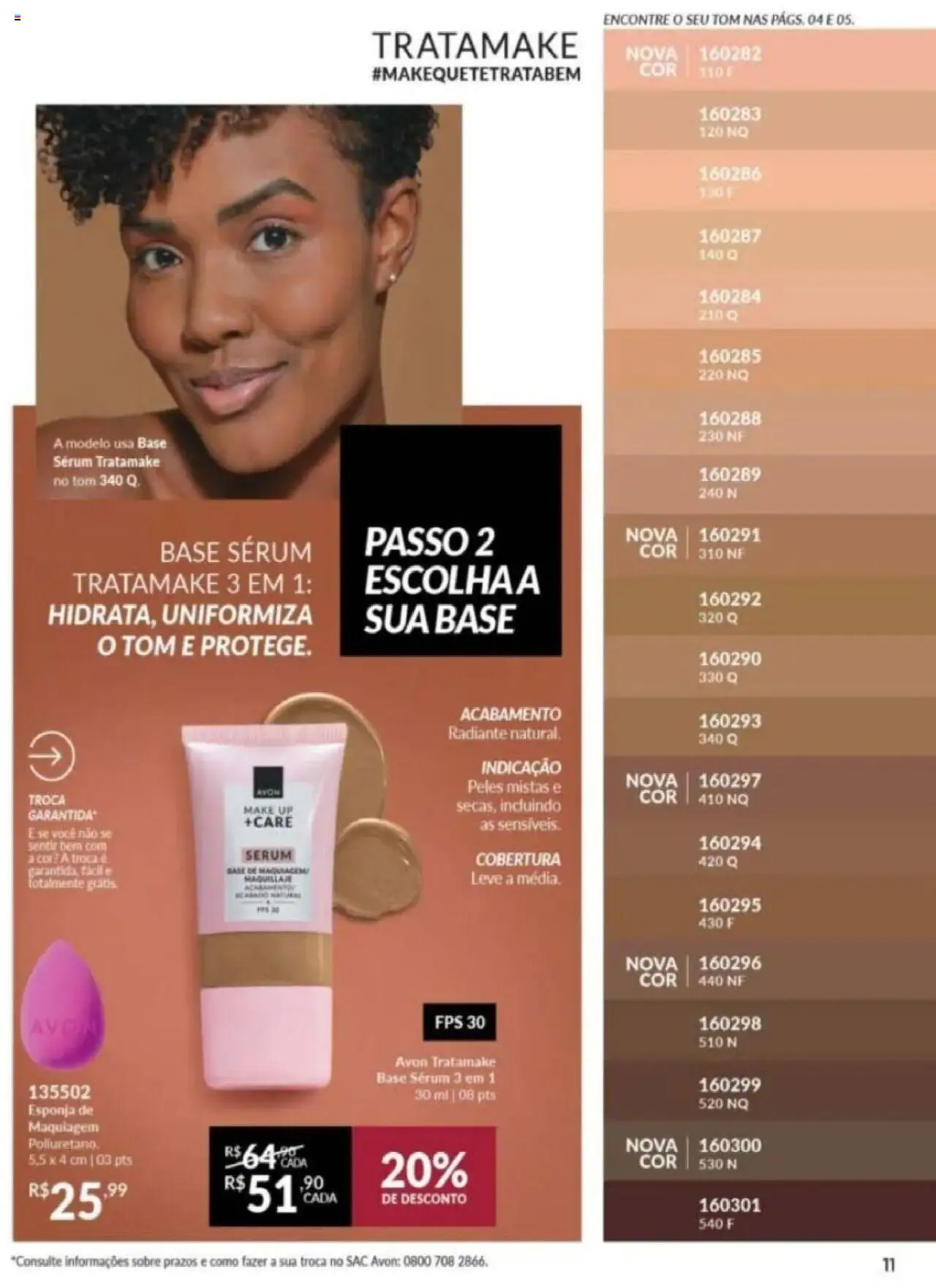 Avon Folheto - válido de 26.09.2025 | Página: 11 | Produtos: Maquiagem, Esponja, Base, Sérum