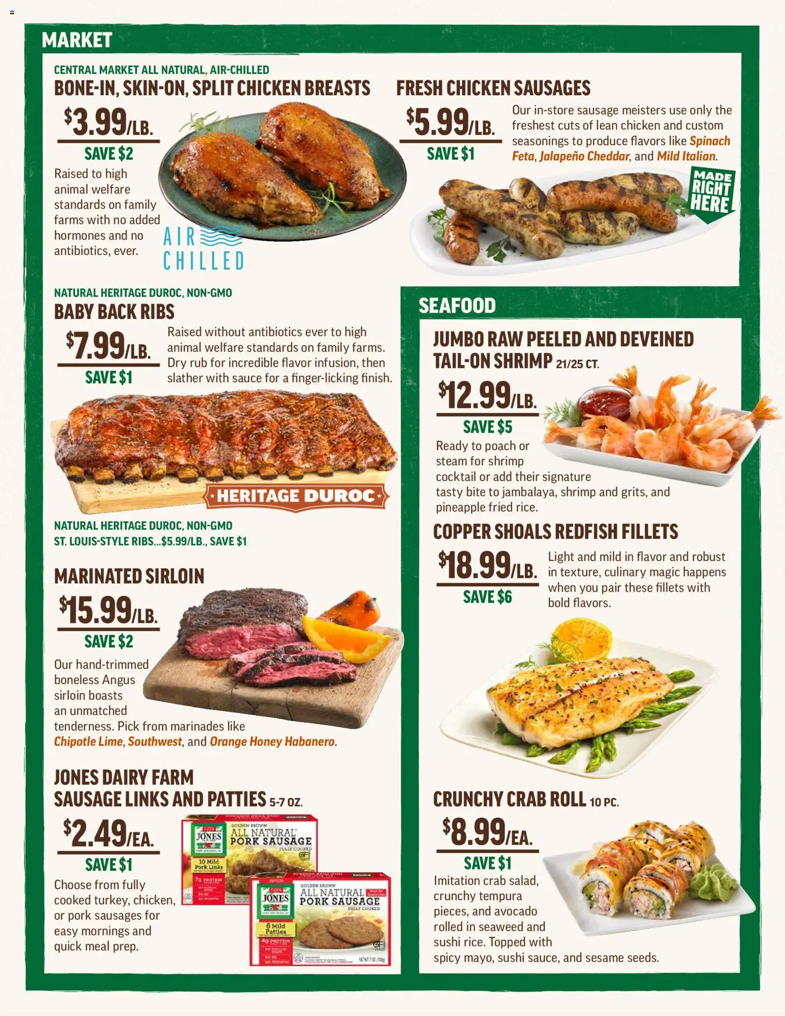 Central Market Weekly Ad - valid from 04.03.2026 | Page: 3 | Products: Spinach, Pineapple, Avocado, Sauce