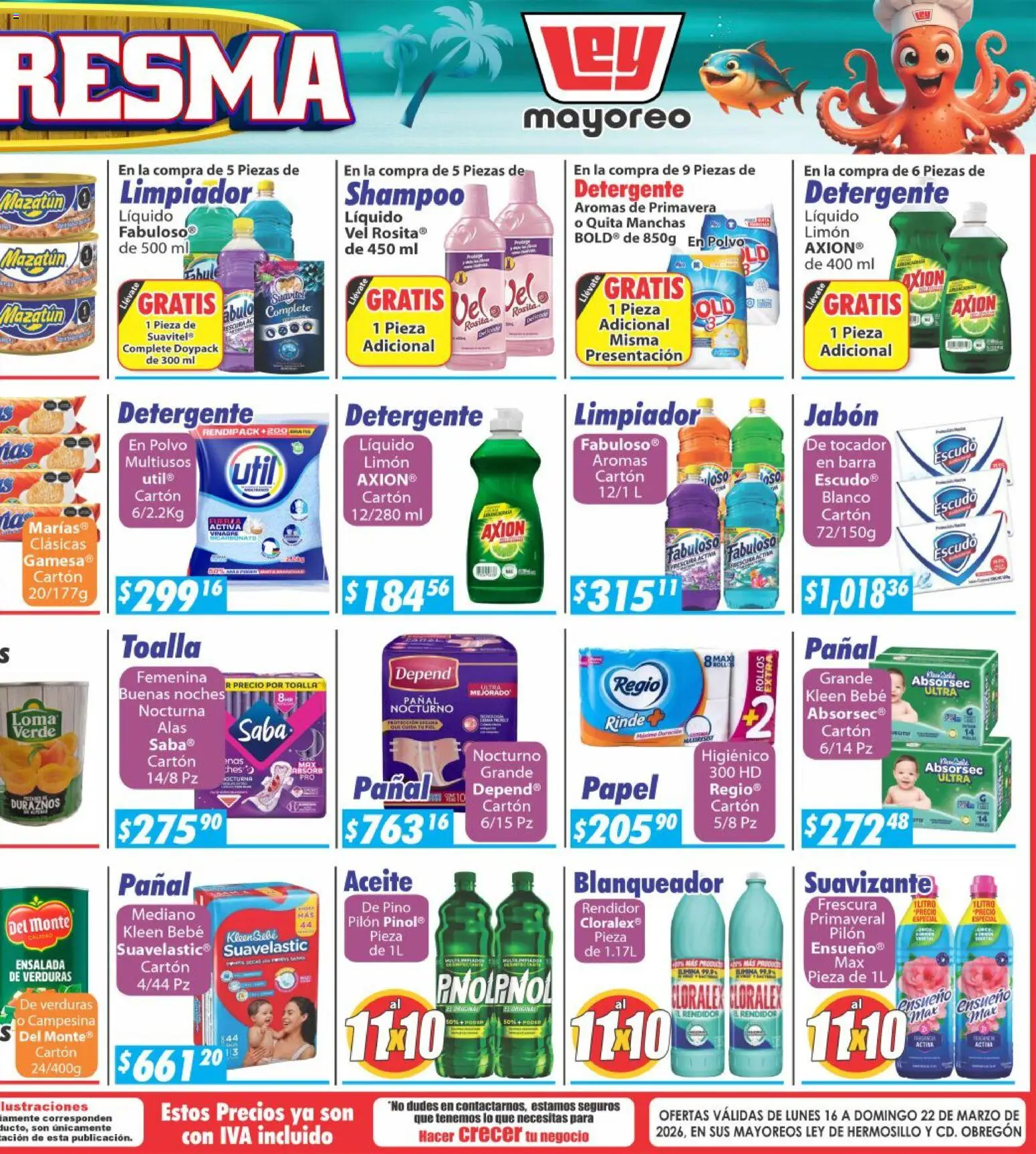 Nuevas ofertas de Casa Ley válidas en toda la República Mexicana desde el 16.03.2026. ¡Encuentra las mejores ofertas en Casa Ley folleto Hermosillo! | Página: 6 | Productos: Suavizante, Limpiador, Toalla, Jabón