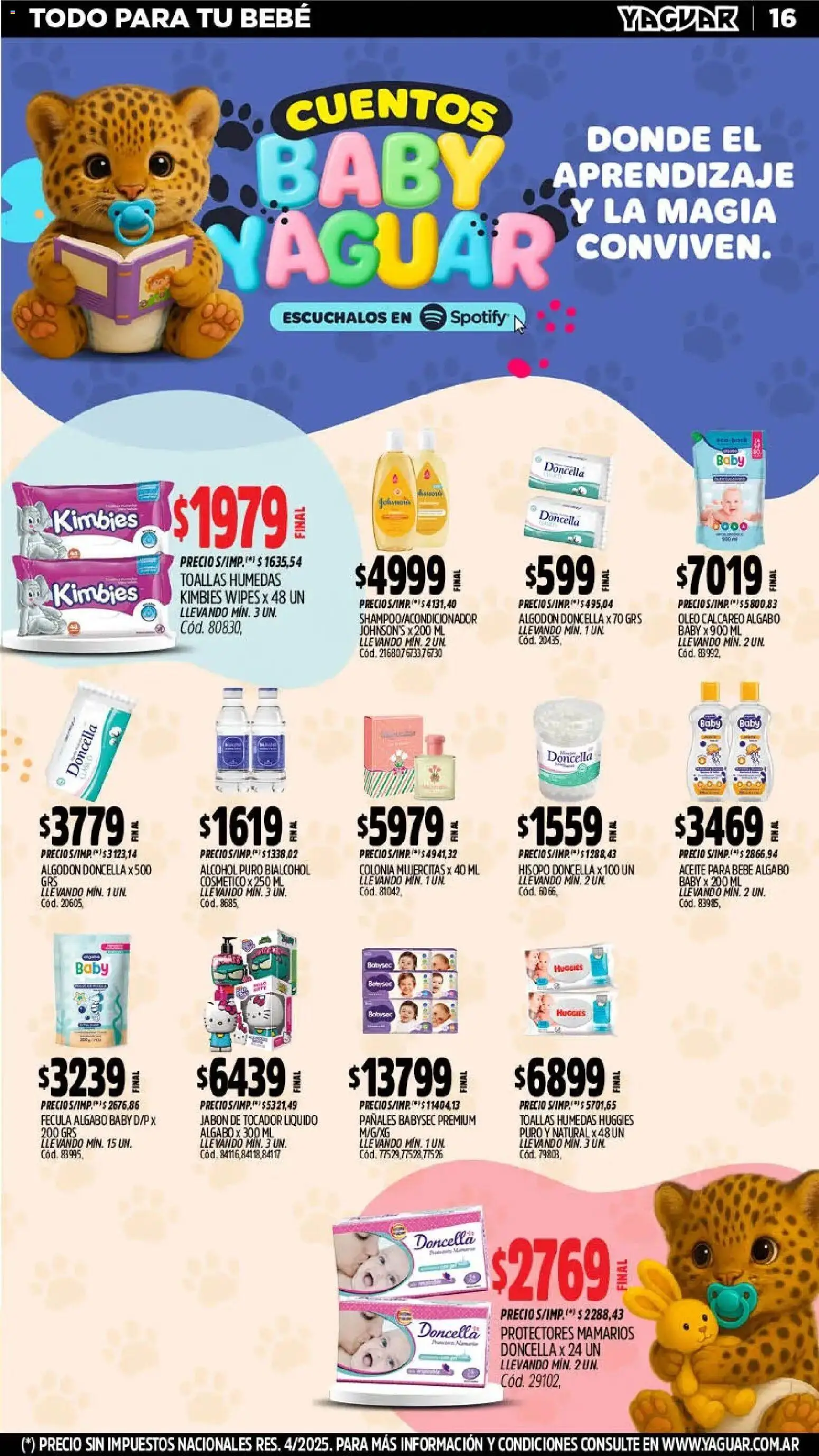 Yaguar - Oferta Semanal General Roca │ válido desde el 23.02.2026 | Página: 16 | Productos: Algodón, Toallas, Aceite, Pañales