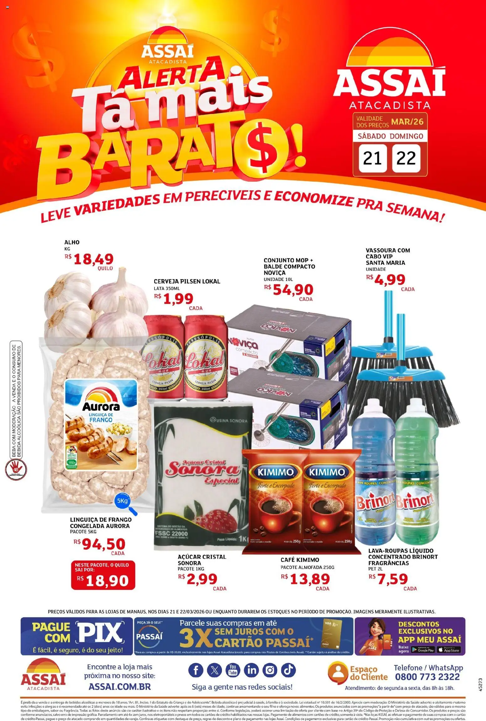 Assaí Atacadista Folheto - válido de 21.03.2026 | Página: 1 | Produtos: Café, Cerveja, Base, Telefone