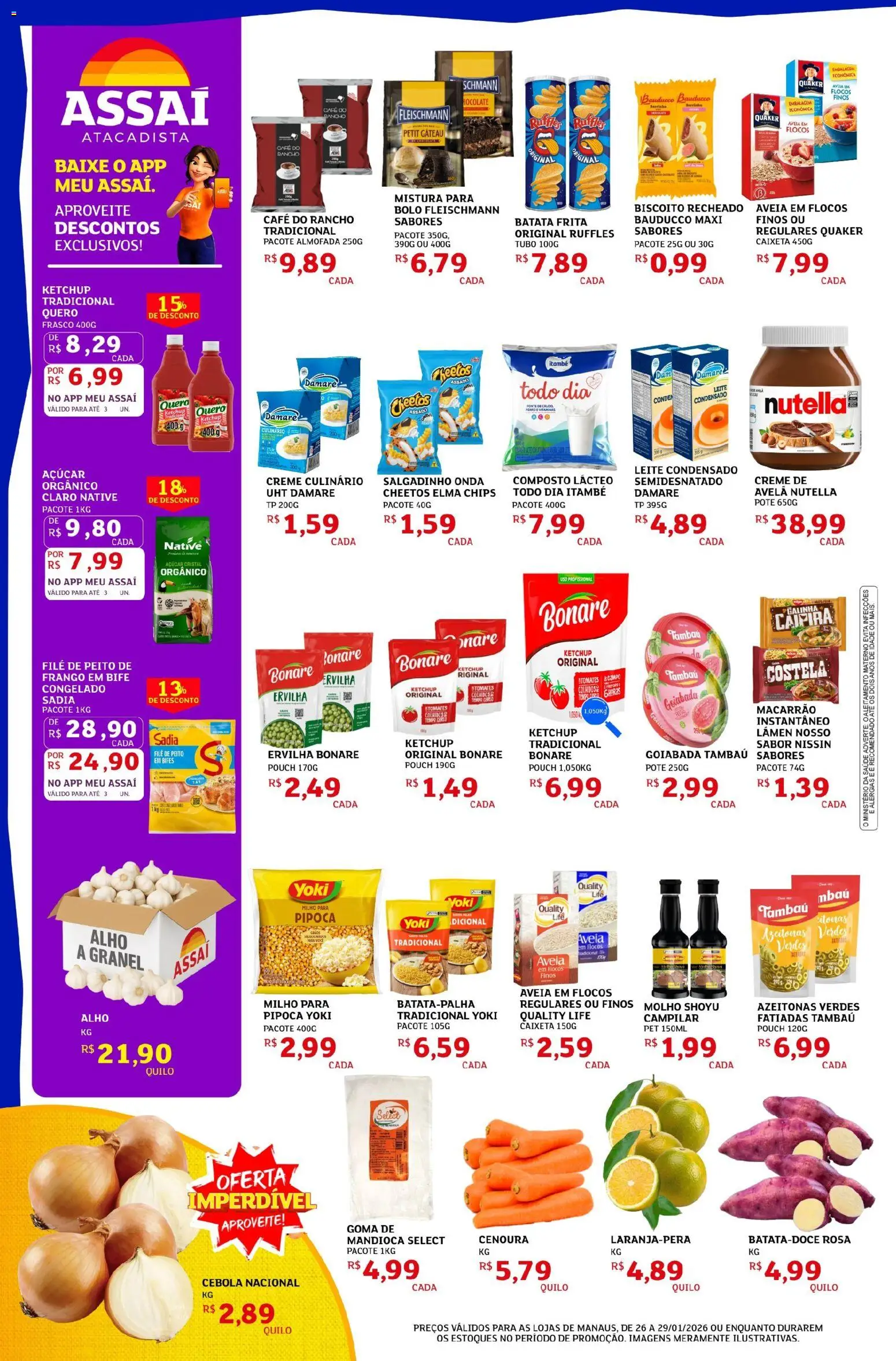 Assaí Atacadista Folheto - válido de 26.01.2026 | Página: 2 | Produtos: Macarrão, Pá, Batata frita, Avelã