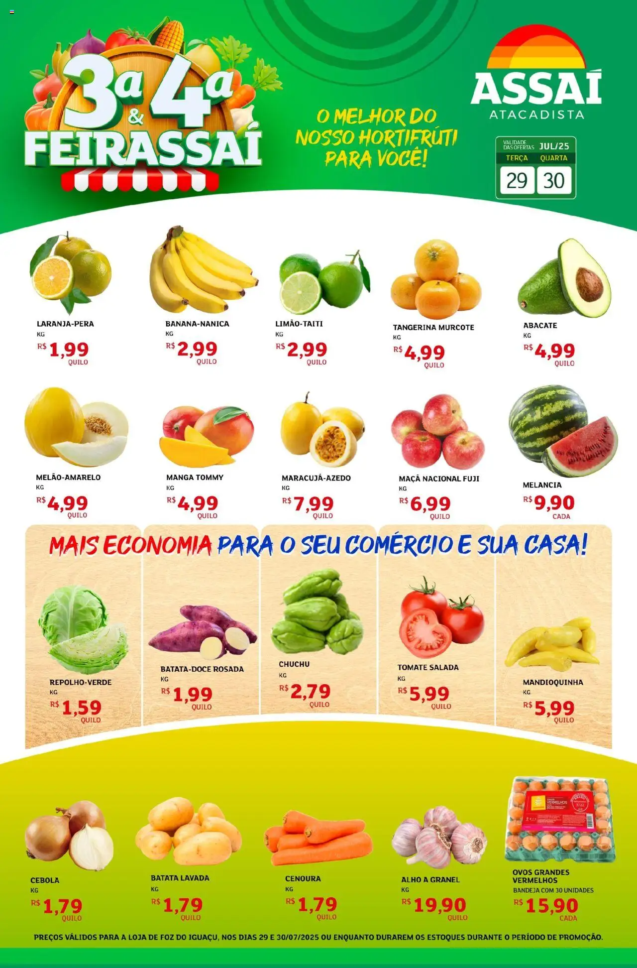 Assaí Atacadista Folheto - válido de 29.07.2025 | Página: 1 | Produtos: Chuchu, Cenoura, Bandeja, Batata