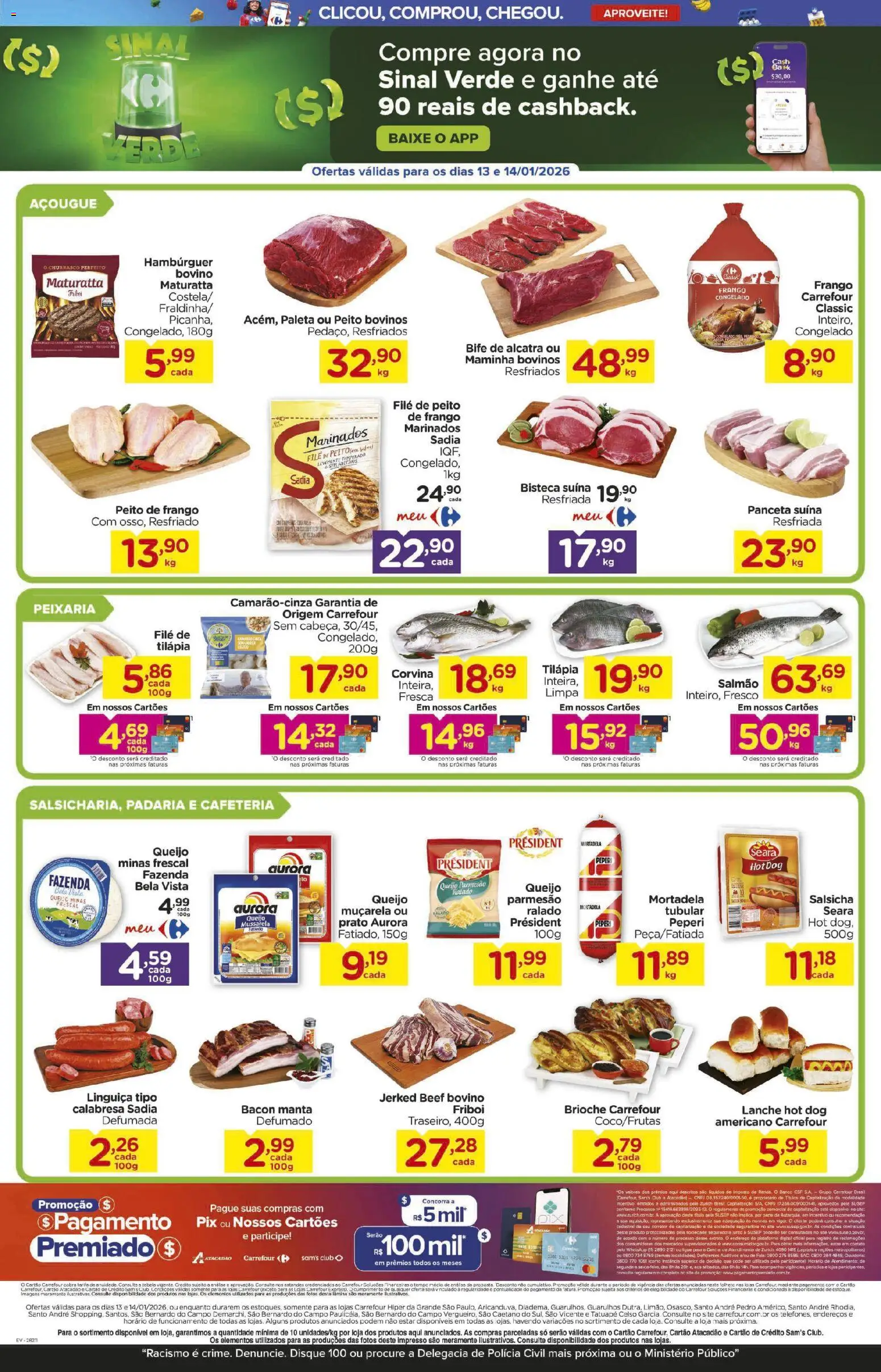 Carrefour Folheto - válido de 13.01.2026 | Página: 2 | Produtos: Alcatra, Maminha, Queijo parmesão, Peito de frango
