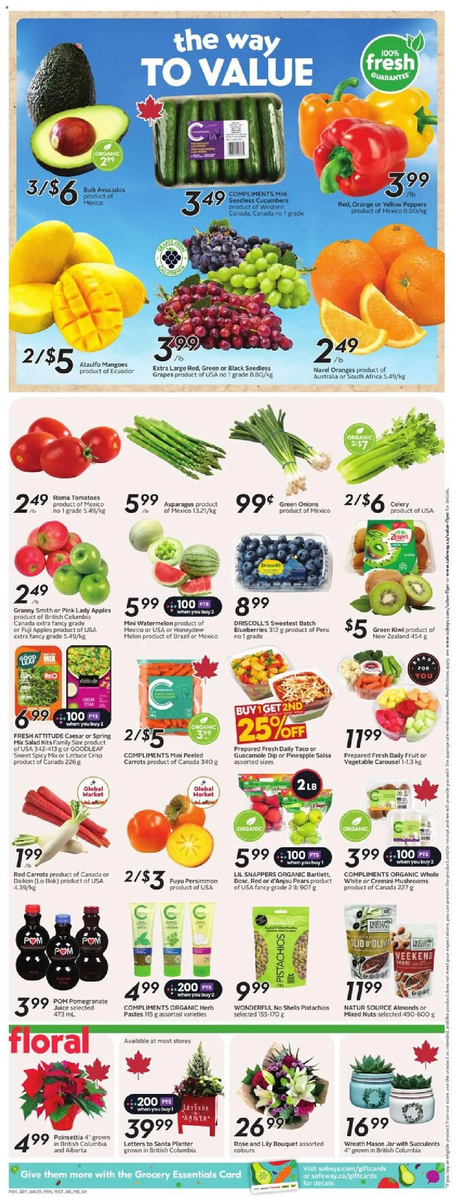 Safeway flyer valid from 13.11.2025 | Page: 7 | Products: Kiwi, Juice, Oranges, Tomatoes