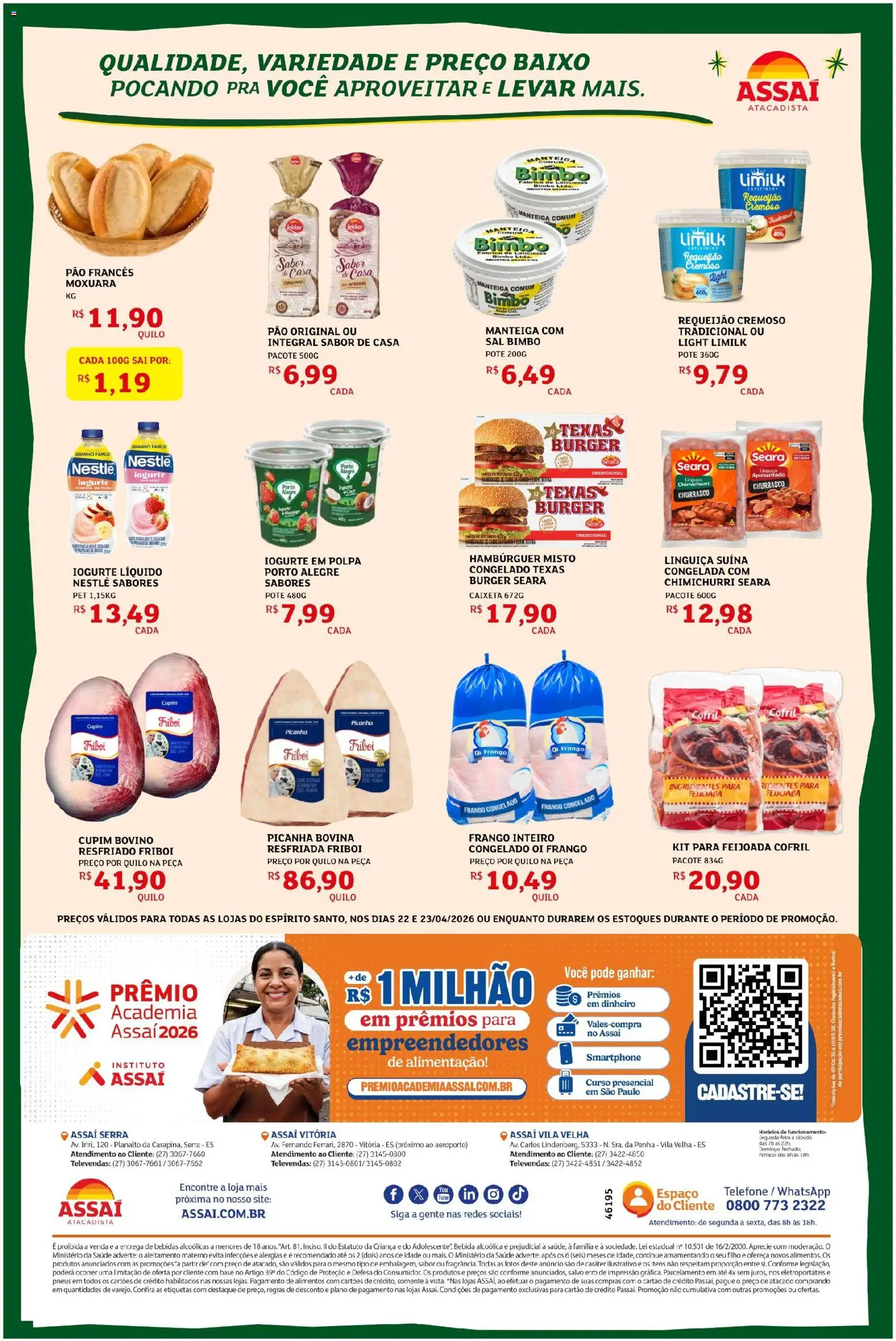 Assaí Atacadista Folheto - válido de 22.04.2026 | Página: 2 | Produtos: Picanha, Carne, Bebida, Sal