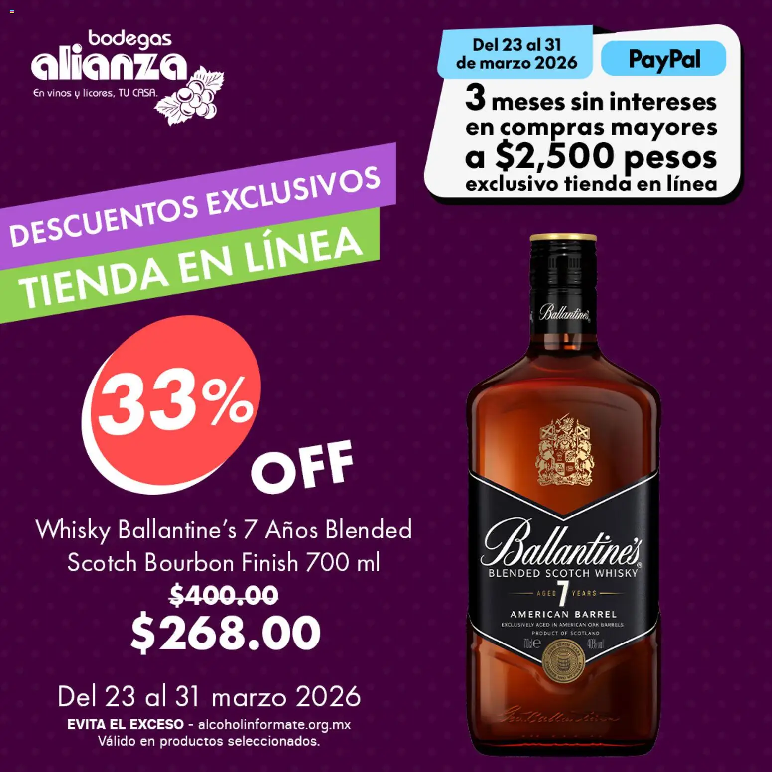 Nuevas ofertas de Bodegas Alianza válidas en toda la República Mexicana desde el 23.03.2026. ¡Encuentra las mejores ofertas en Bodegas Alianza catálogo Descuentos exclusivos ! | Página: 4 | Productos: Whisky